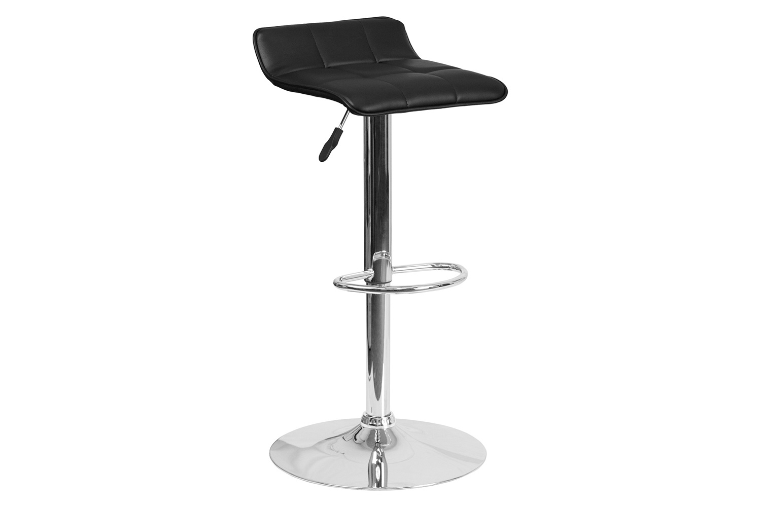 BLNK Mark Vinyl Adjustable Height Bar Stool with Quilted Wave Seat and Chrome Base