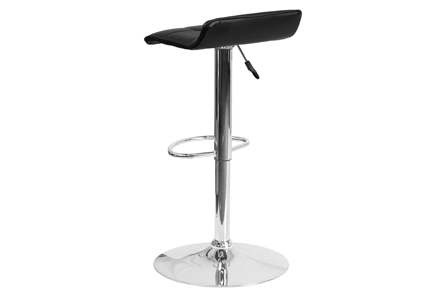 BLNK Mark Vinyl Adjustable Height Bar Stool with Quilted Wave Seat and Chrome Base - Black