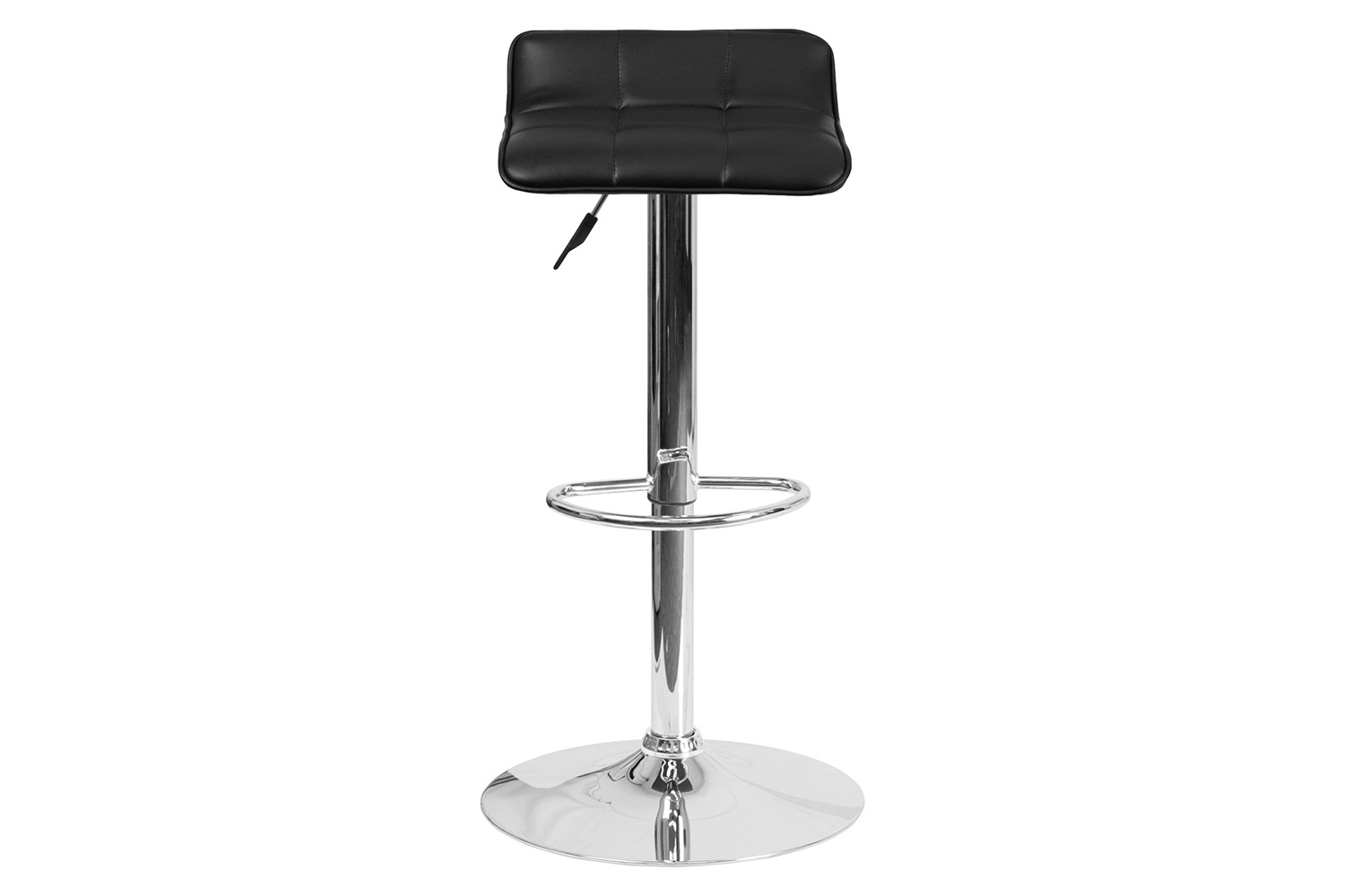 BLNK Mark Vinyl Adjustable Height Bar Stool with Quilted Wave Seat and Chrome Base - Black