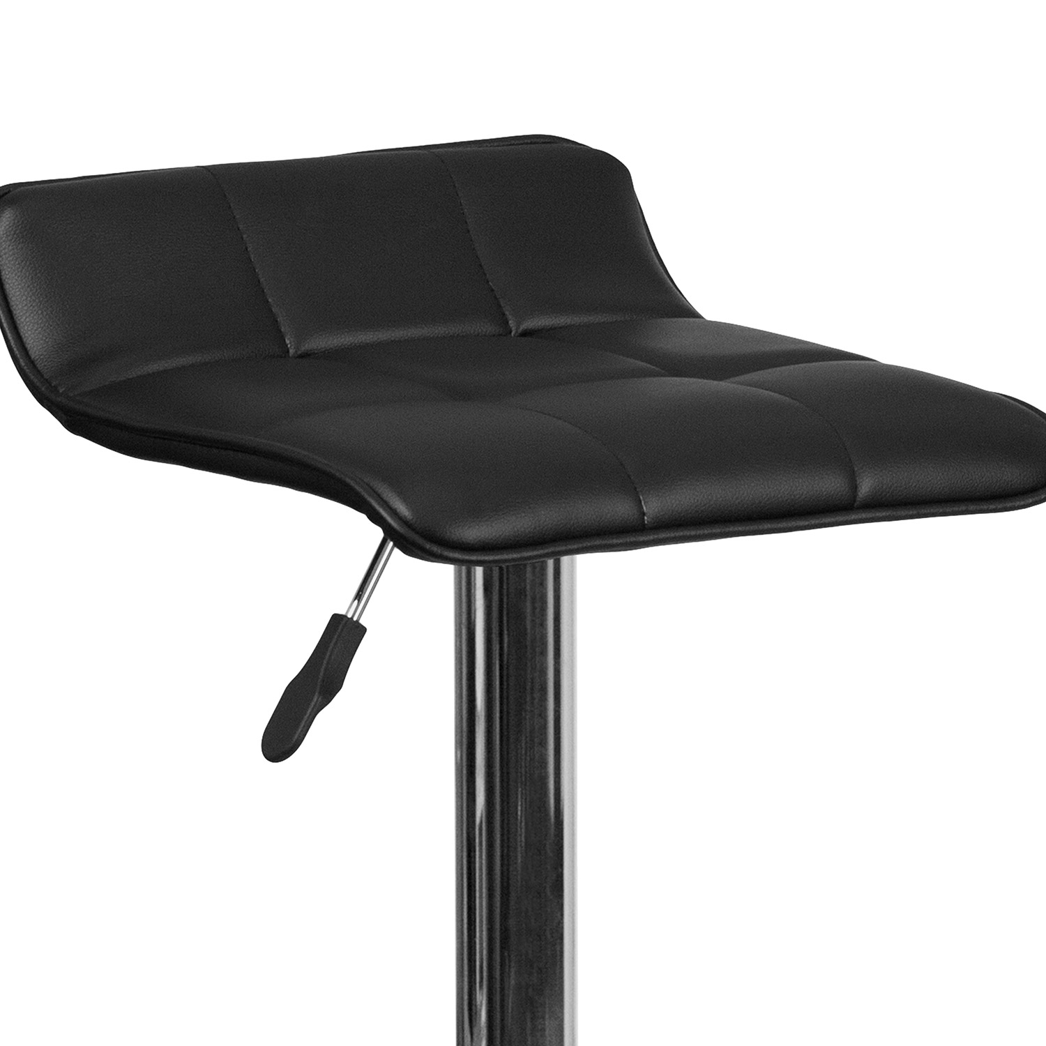 BLNK Mark Vinyl Adjustable Height Bar Stool with Quilted Wave Seat and Chrome Base - Black