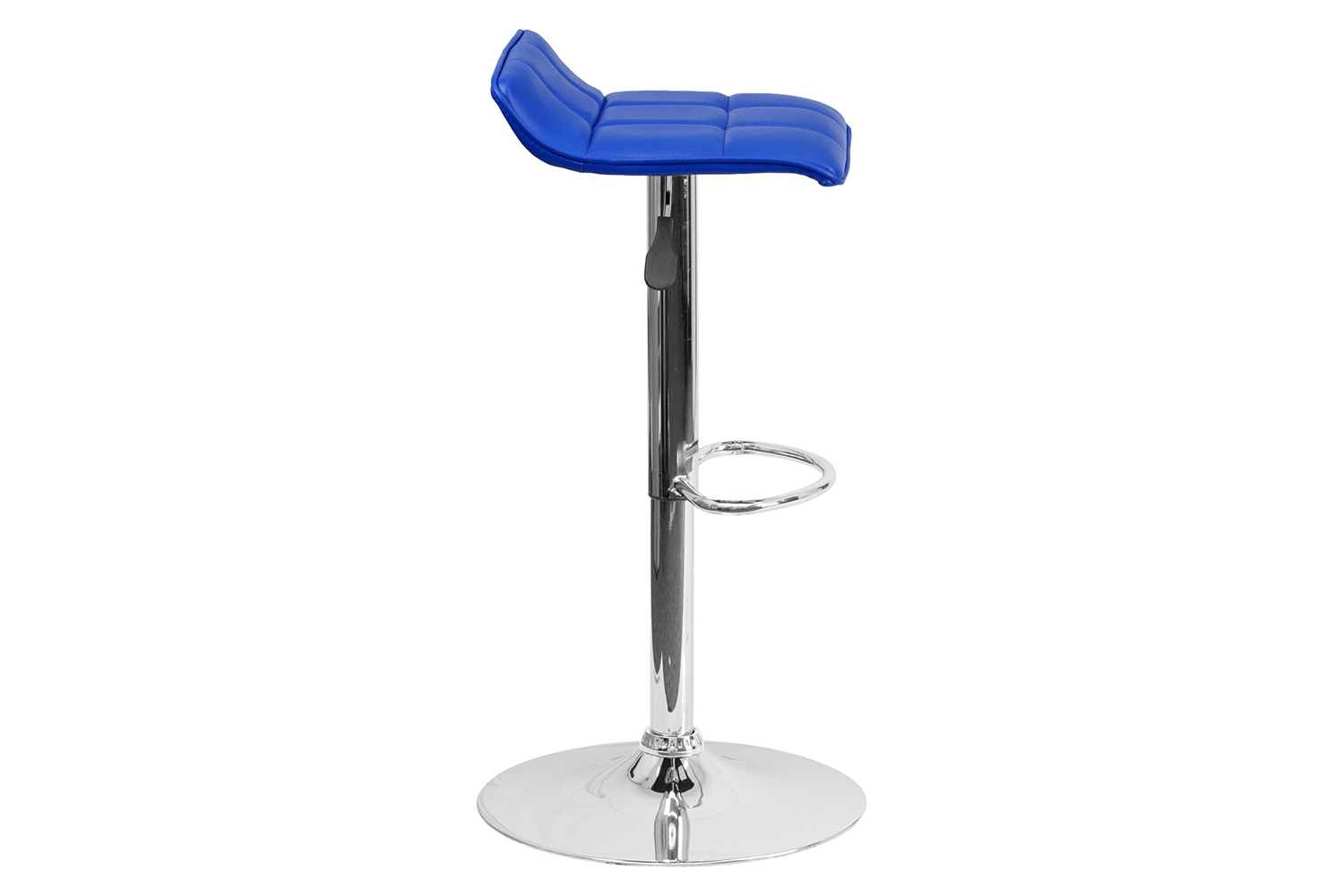 BLNK Mark Vinyl Adjustable Height Bar Stool with Quilted Wave Seat and Chrome Base - Blue