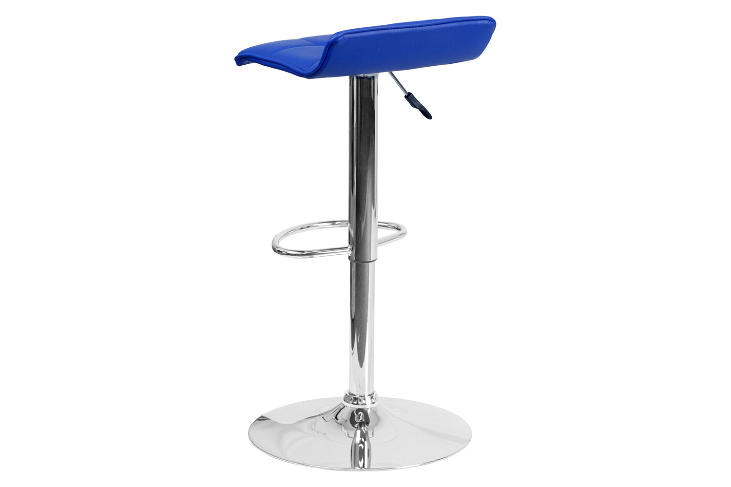 BLNK Mark Vinyl Adjustable Height Bar Stool with Quilted Wave Seat and Chrome Base - Blue