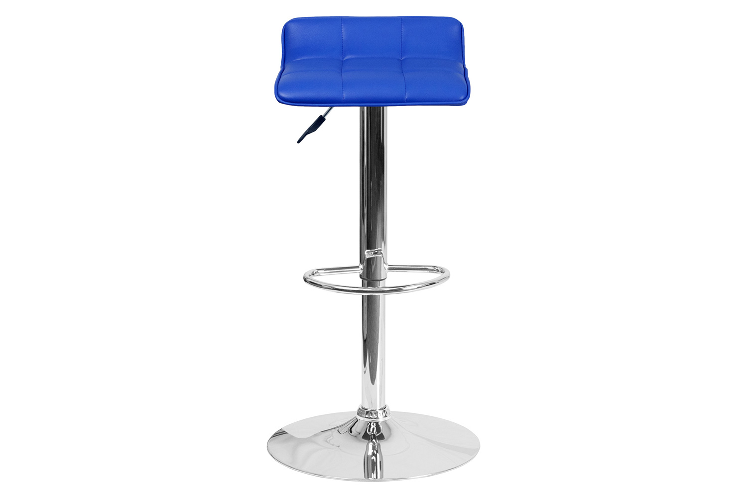 BLNK Mark Vinyl Adjustable Height Bar Stool with Quilted Wave Seat and Chrome Base - Blue