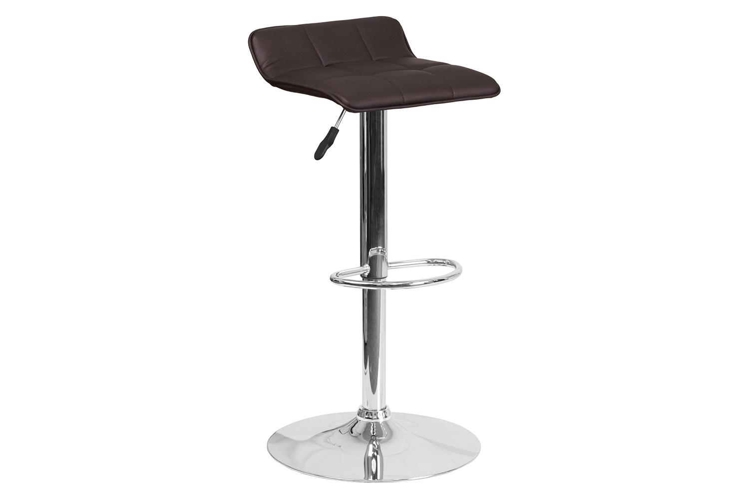 BLNK Mark Vinyl Adjustable Height Bar Stool with Quilted Wave Seat and Chrome Base - Brown