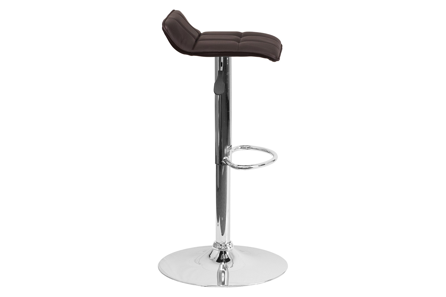 BLNK Mark Vinyl Adjustable Height Bar Stool with Quilted Wave Seat and Chrome Base - Brown