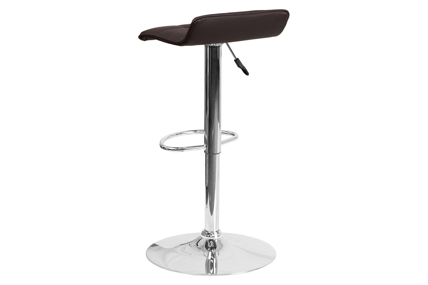 BLNK Mark Vinyl Adjustable Height Bar Stool with Quilted Wave Seat and Chrome Base - Brown