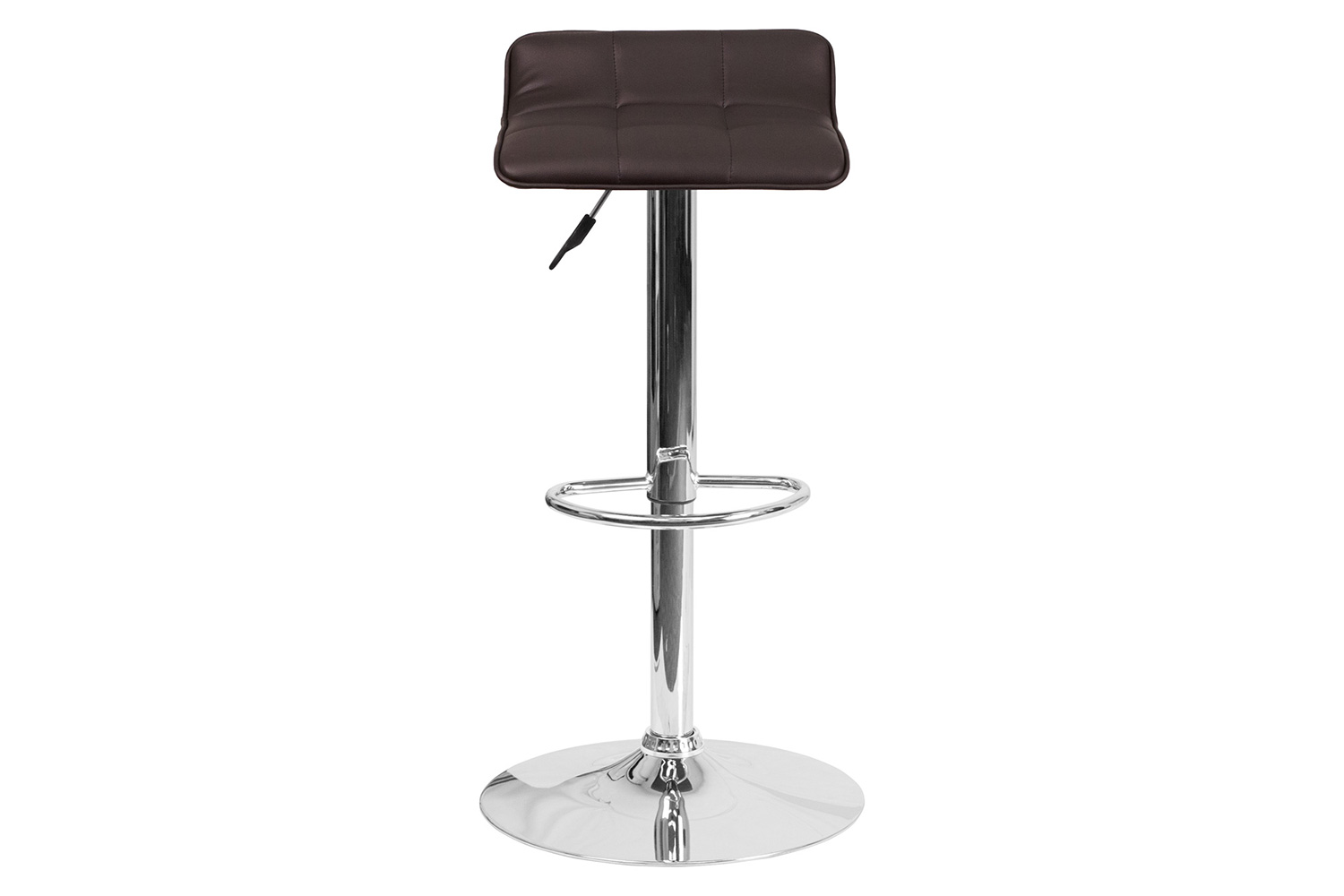 BLNK Mark Vinyl Adjustable Height Bar Stool with Quilted Wave Seat and Chrome Base - Brown