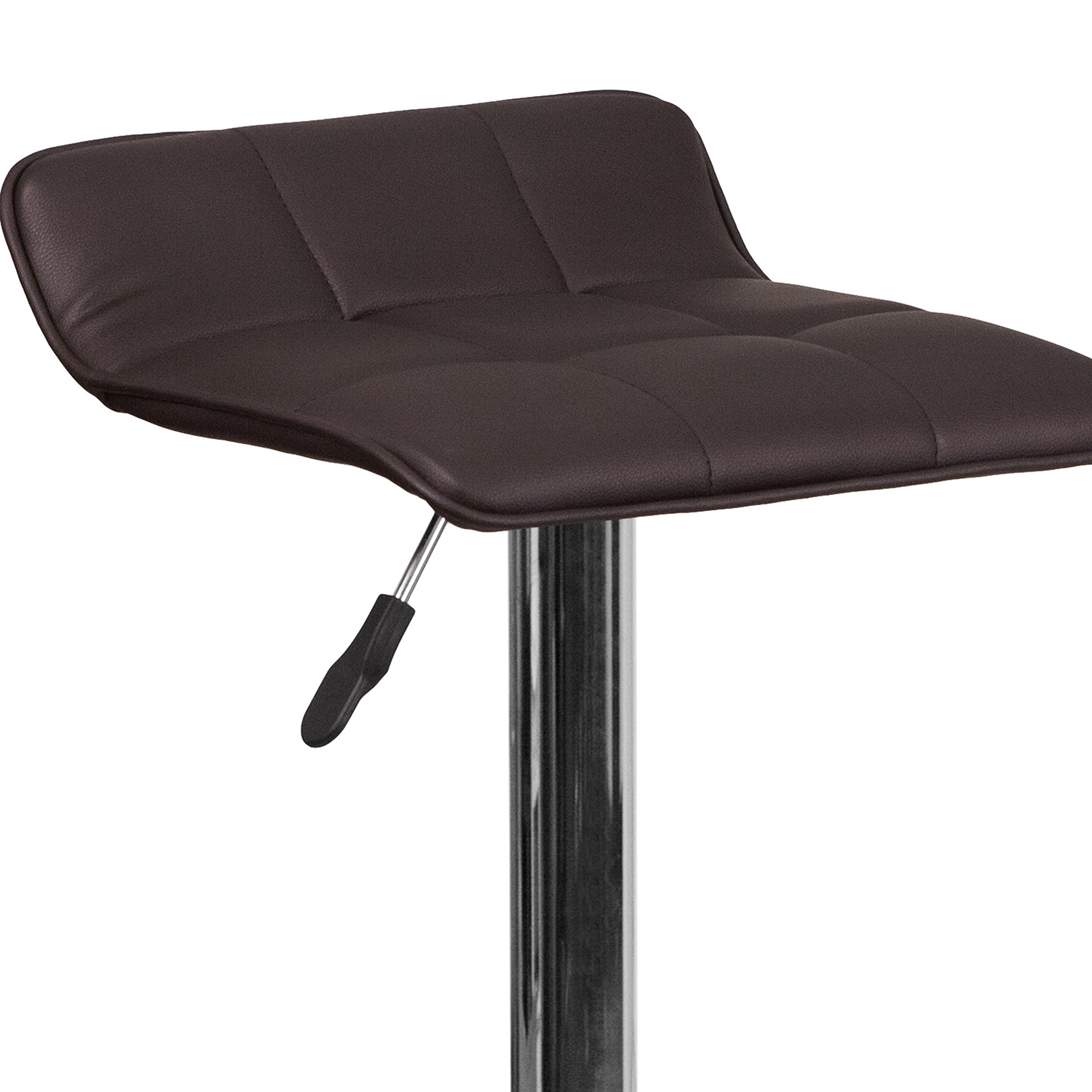 BLNK Mark Vinyl Adjustable Height Bar Stool with Quilted Wave Seat and Chrome Base - Brown