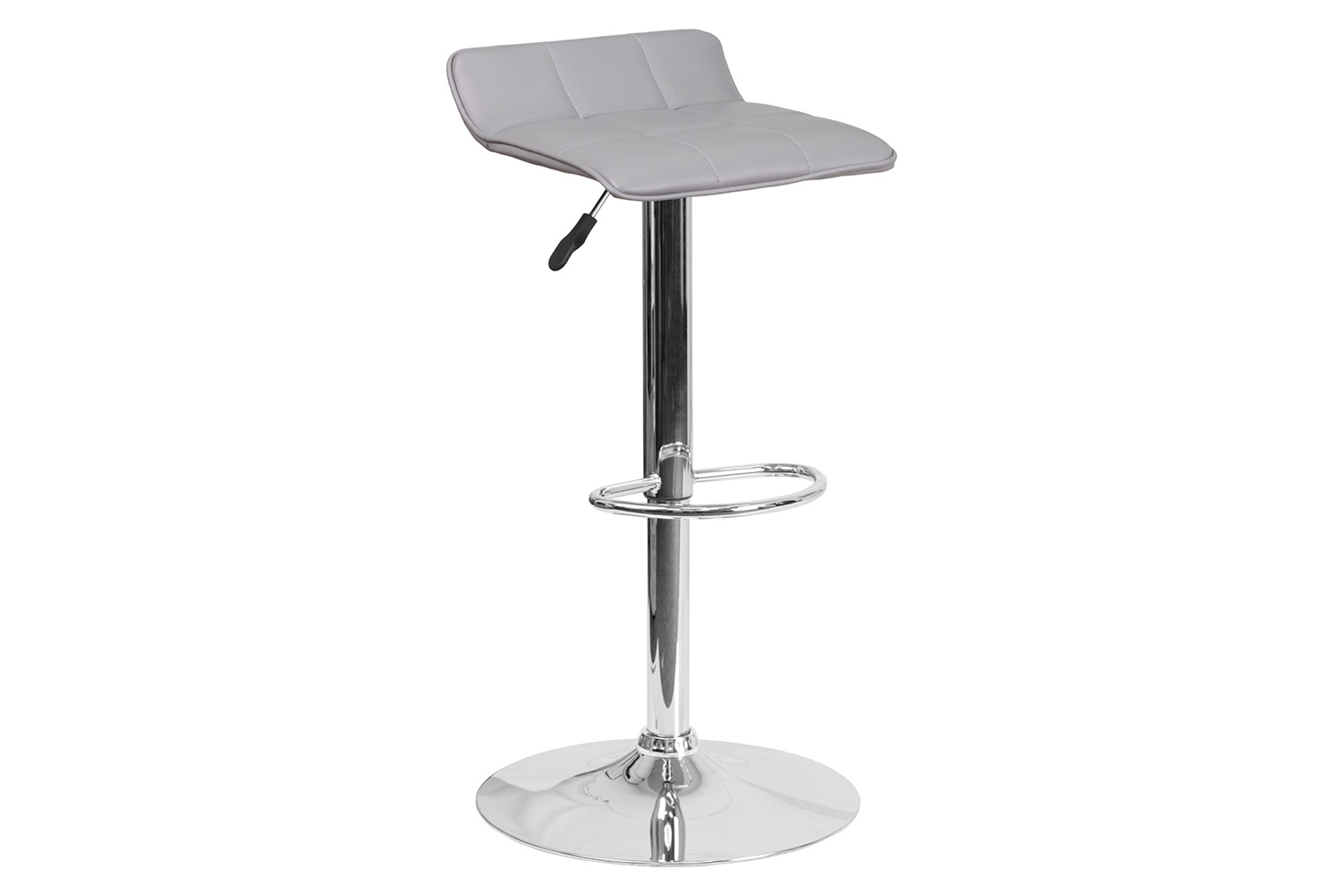 BLNK Mark Vinyl Adjustable Height Bar Stool with Quilted Wave Seat and Chrome Base - Gray