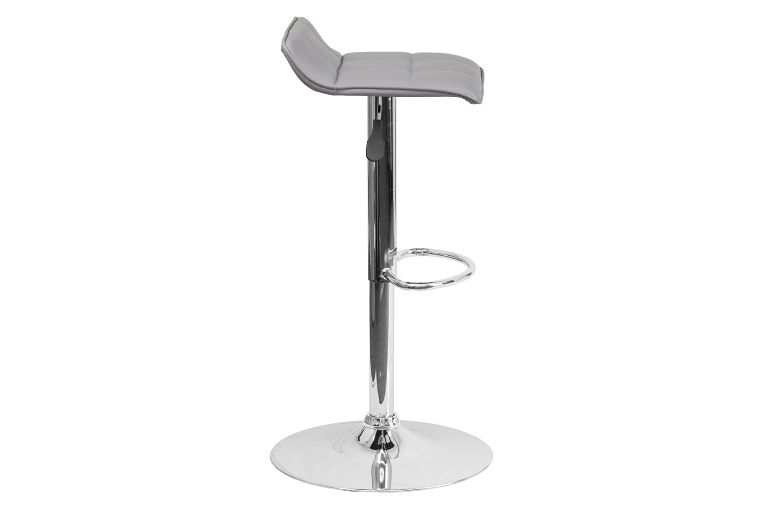 BLNK Mark Vinyl Adjustable Height Bar Stool with Quilted Wave Seat and Chrome Base - Gray