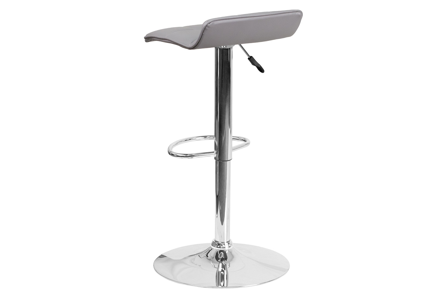 BLNK Mark Vinyl Adjustable Height Bar Stool with Quilted Wave Seat and Chrome Base - Gray