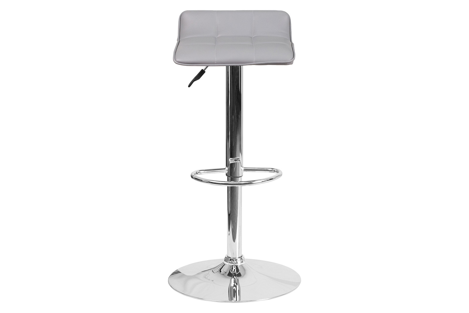 BLNK Mark Vinyl Adjustable Height Bar Stool with Quilted Wave Seat and Chrome Base - Gray