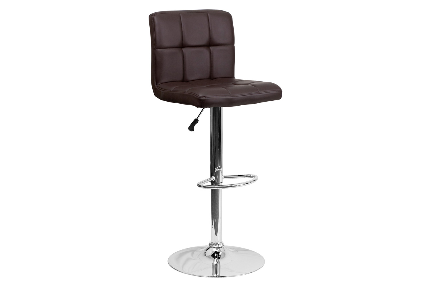 BLNK™ Kathleen Quilted Vinyl Adjustable Height Bar Stool with Chrome Base - Brown