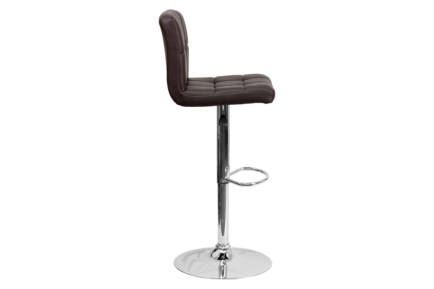 BLNK™ Kathleen Quilted Vinyl Adjustable Height Bar Stool with Chrome Base - Brown