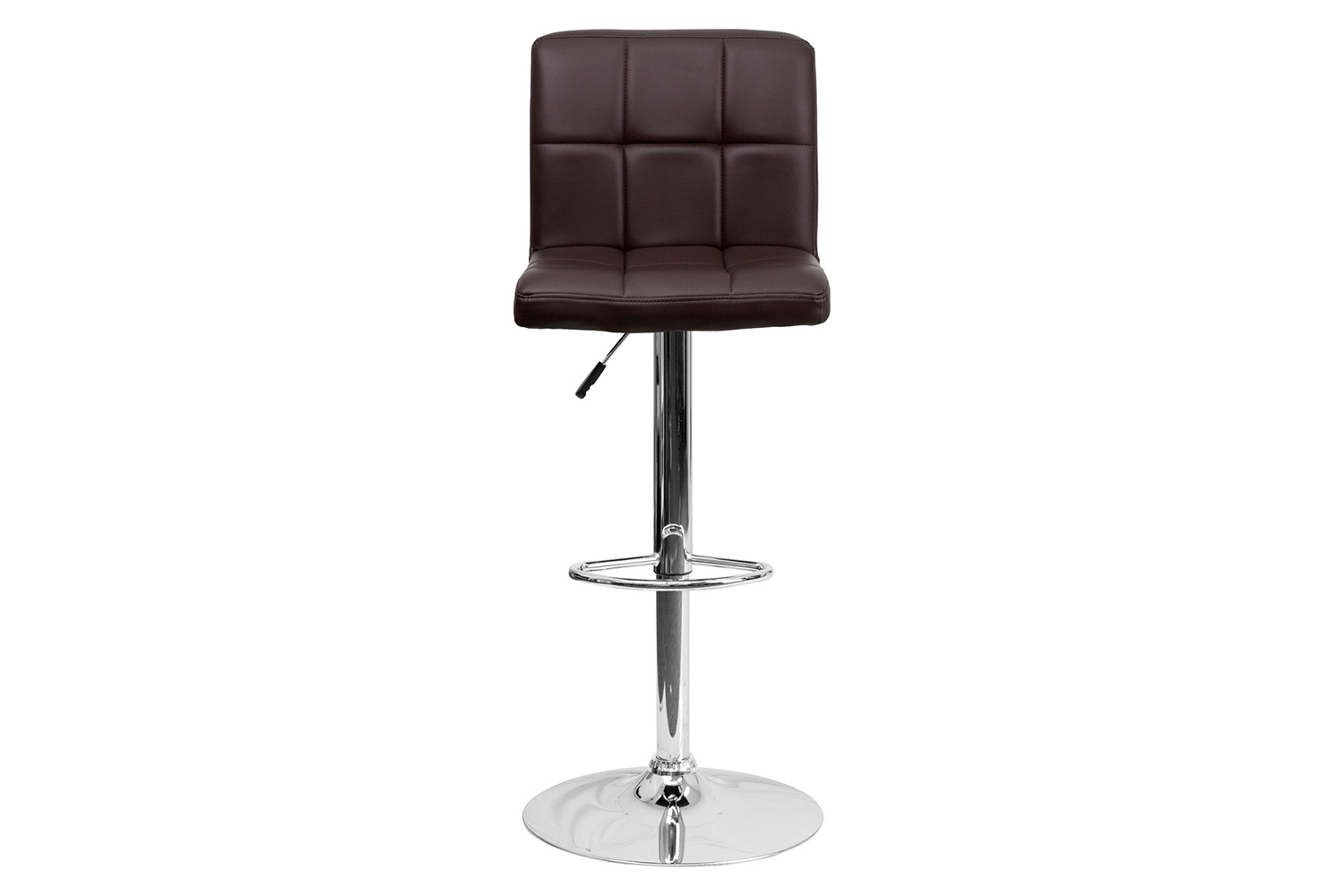 BLNK™ Kathleen Quilted Vinyl Adjustable Height Bar Stool with Chrome Base - Brown