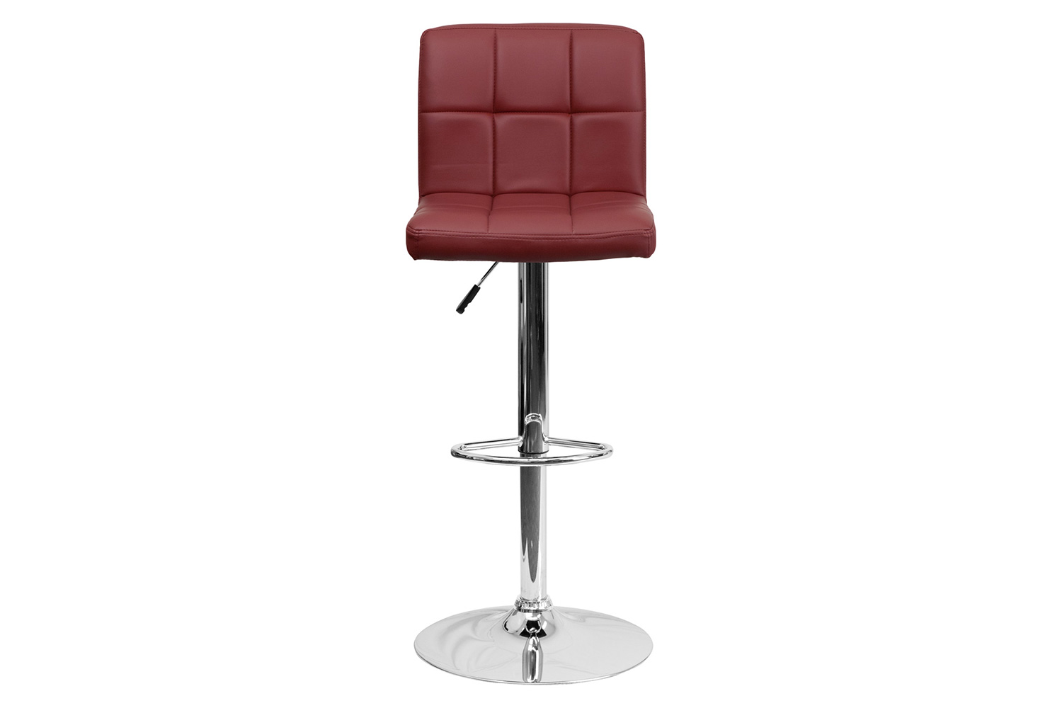 BLNK Kathleen Quilted Vinyl Adjustable Height Bar Stool with Chrome Base - Burgundy