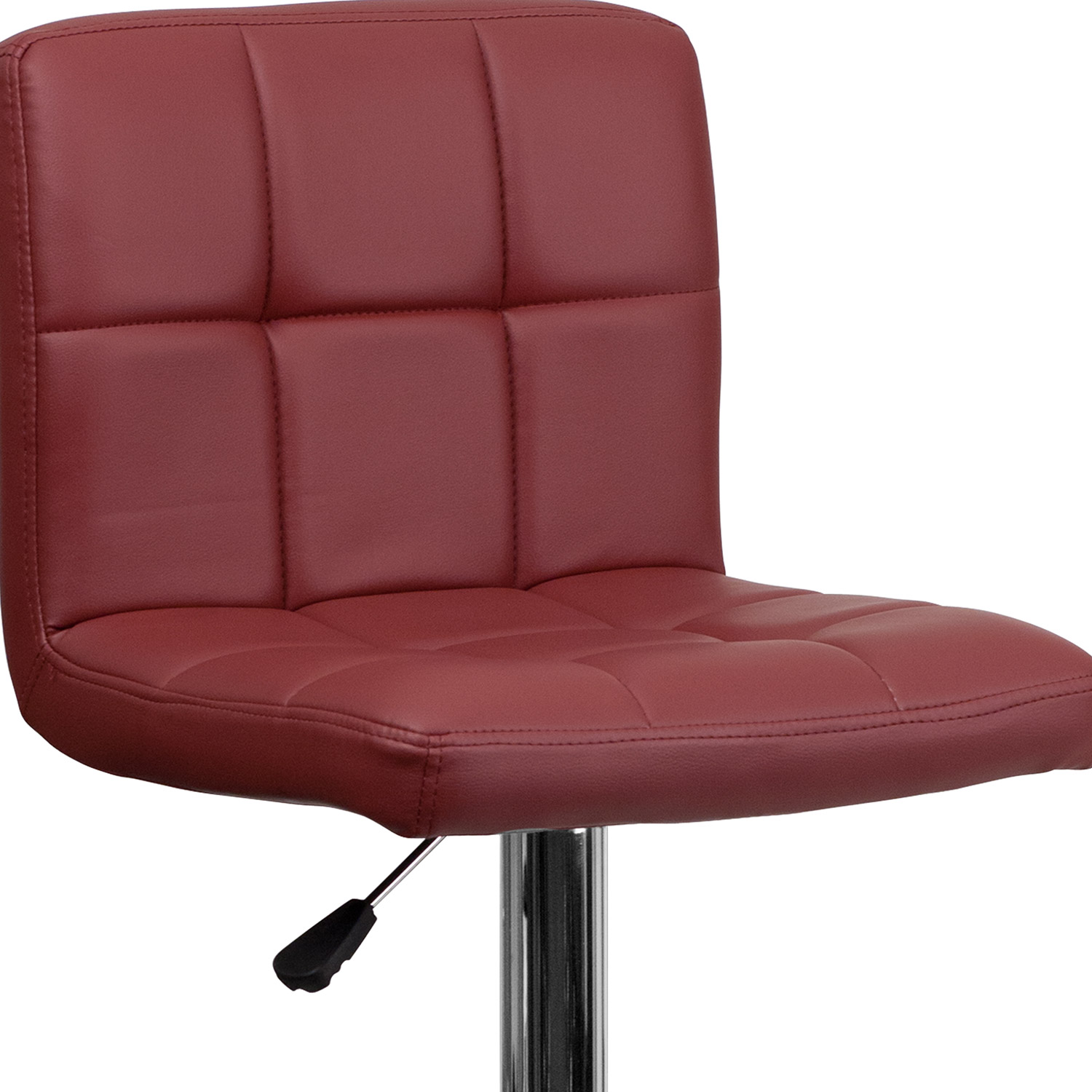 BLNK Kathleen Quilted Vinyl Adjustable Height Bar Stool with Chrome Base - Burgundy