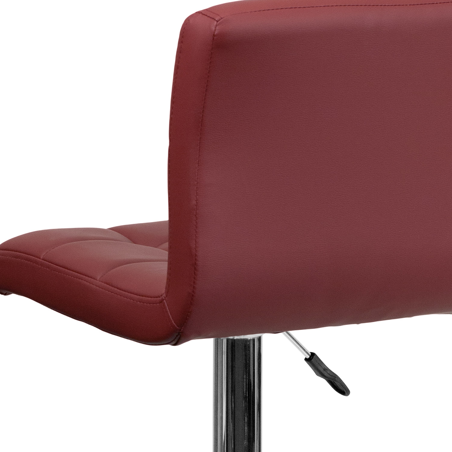 BLNK Kathleen Quilted Vinyl Adjustable Height Bar Stool with Chrome Base - Burgundy