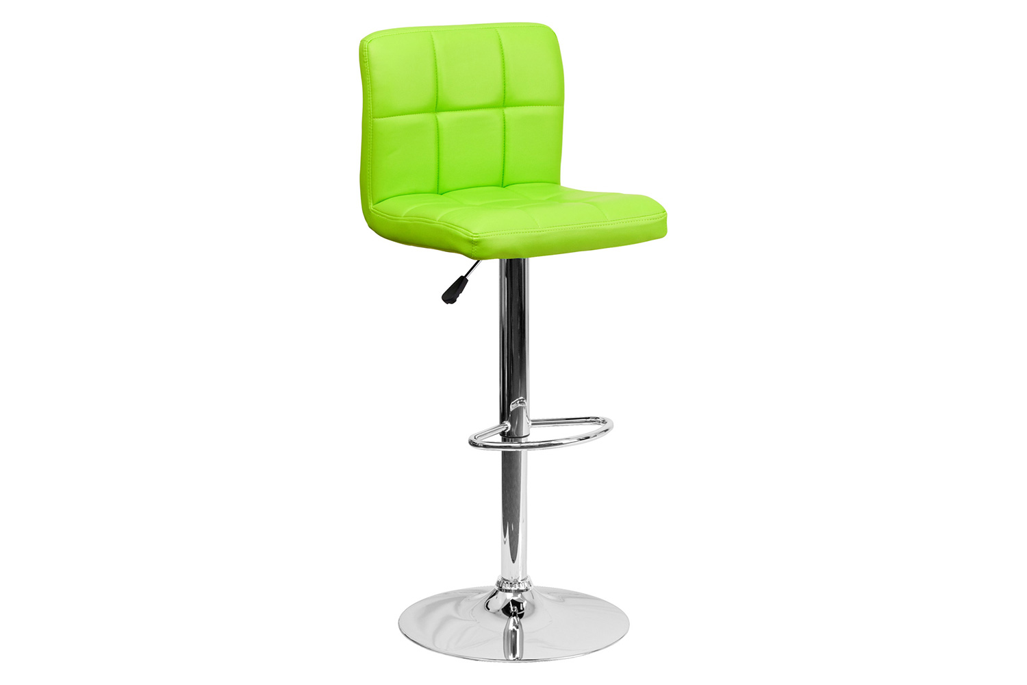 BLNK Kathleen Quilted Vinyl Adjustable Height Bar Stool with Chrome Base - Green