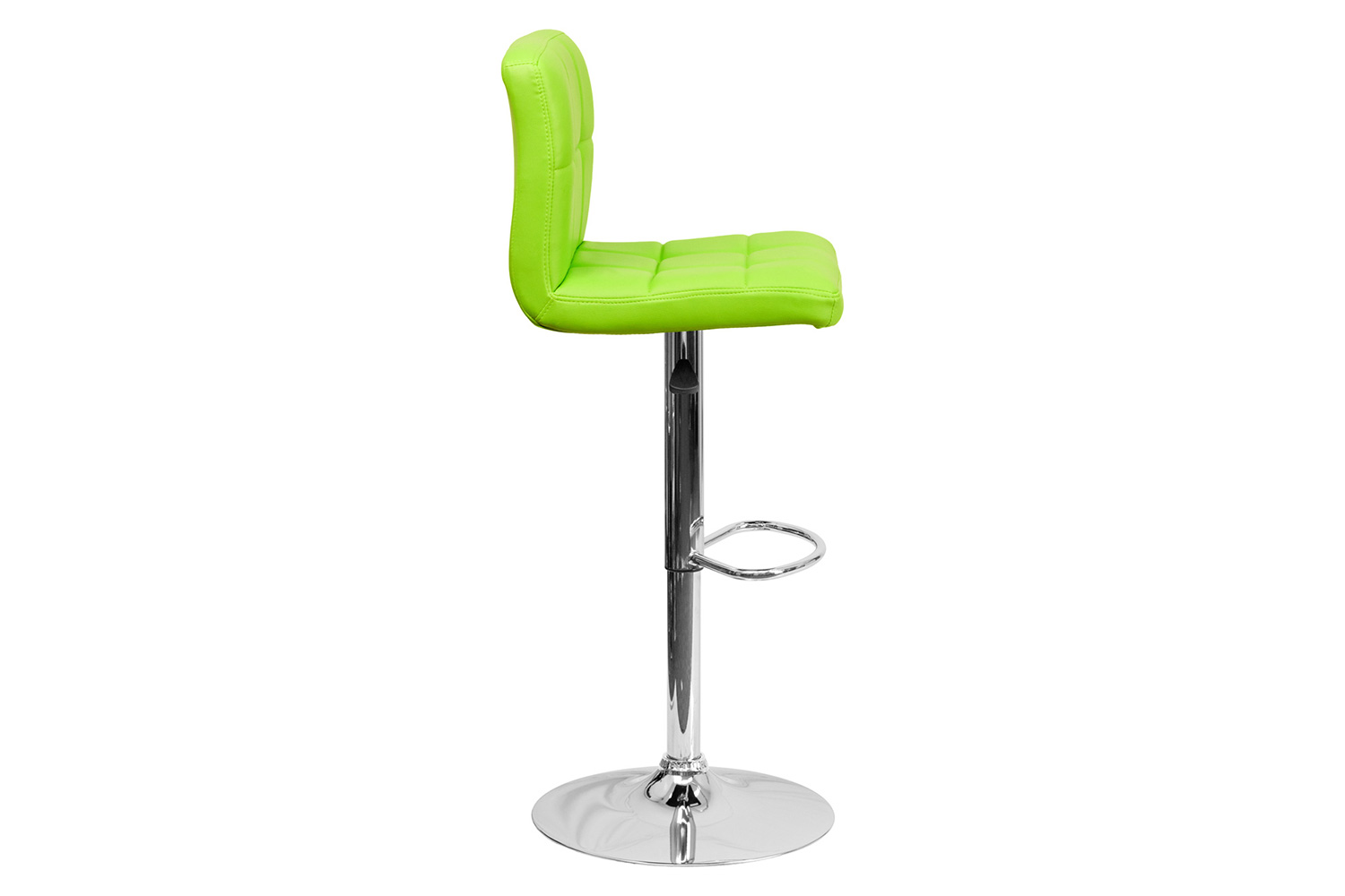 BLNK Kathleen Quilted Vinyl Adjustable Height Bar Stool with Chrome Base - Green