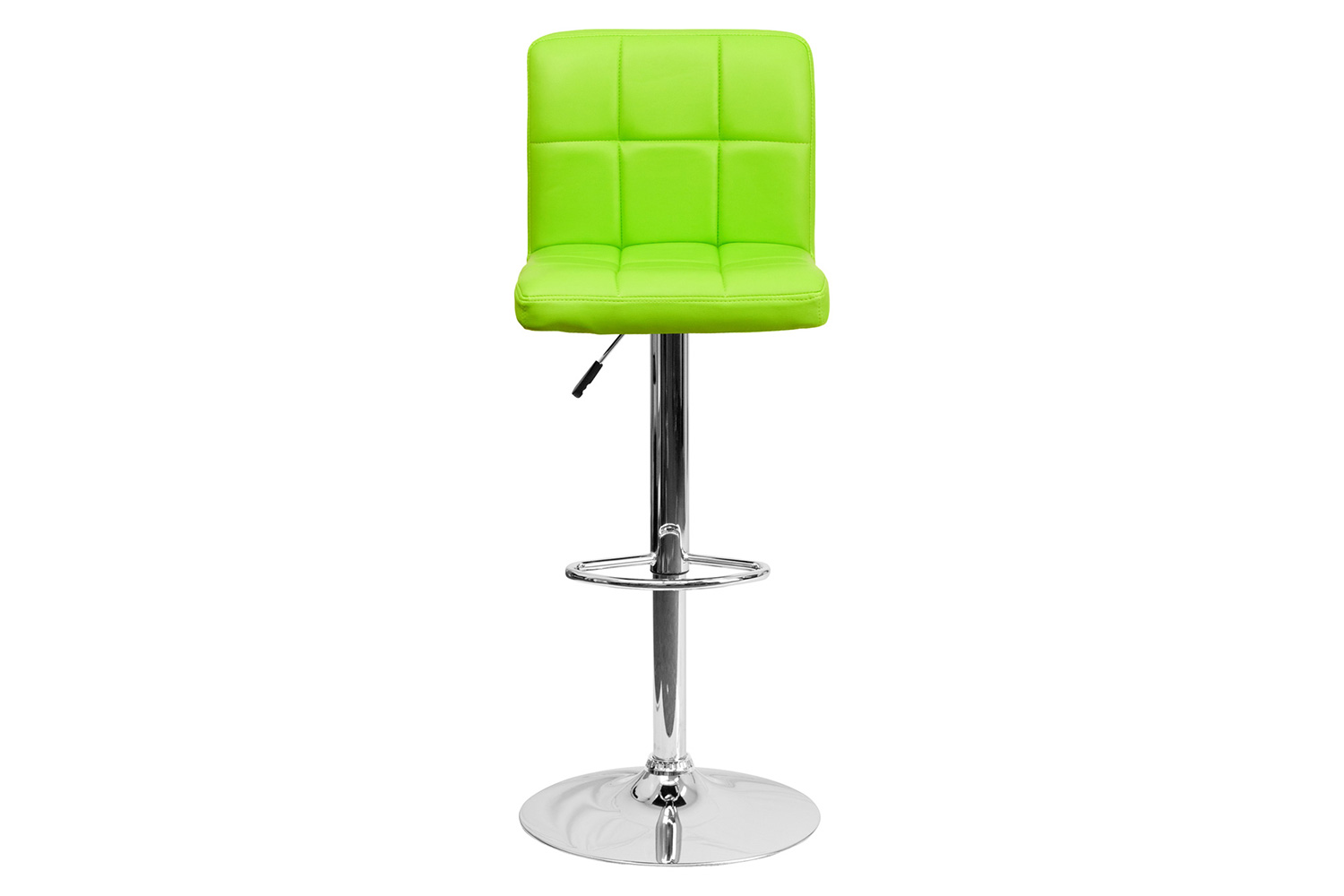 BLNK Kathleen Quilted Vinyl Adjustable Height Bar Stool with Chrome Base - Green