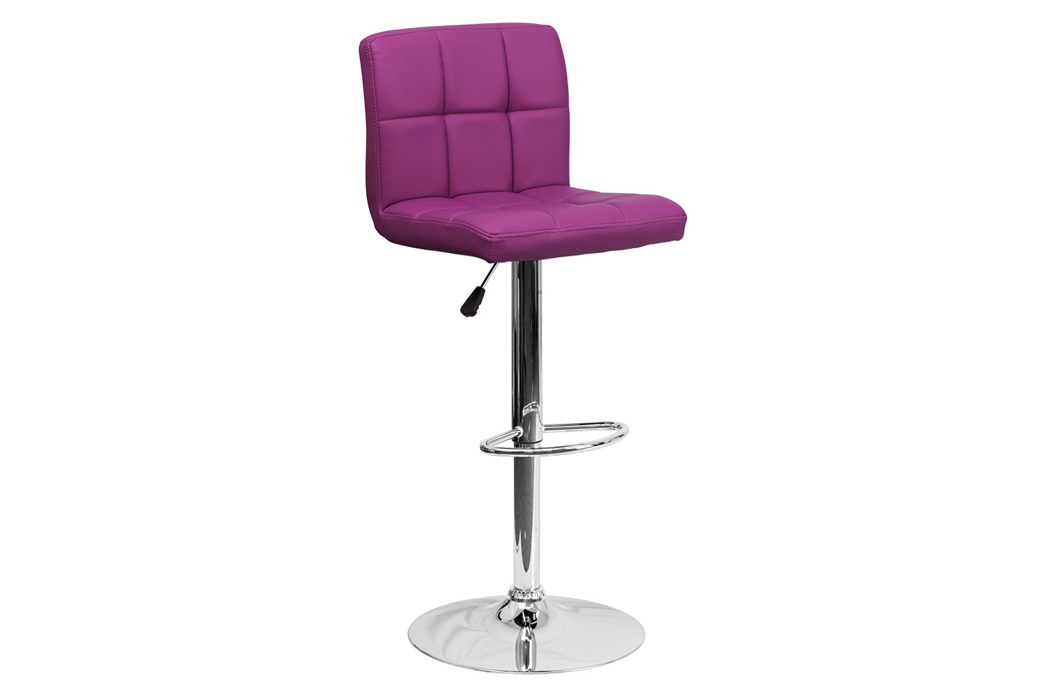 BLNK Kathleen Quilted Vinyl Adjustable Height Bar Stool with Chrome Base - Purple