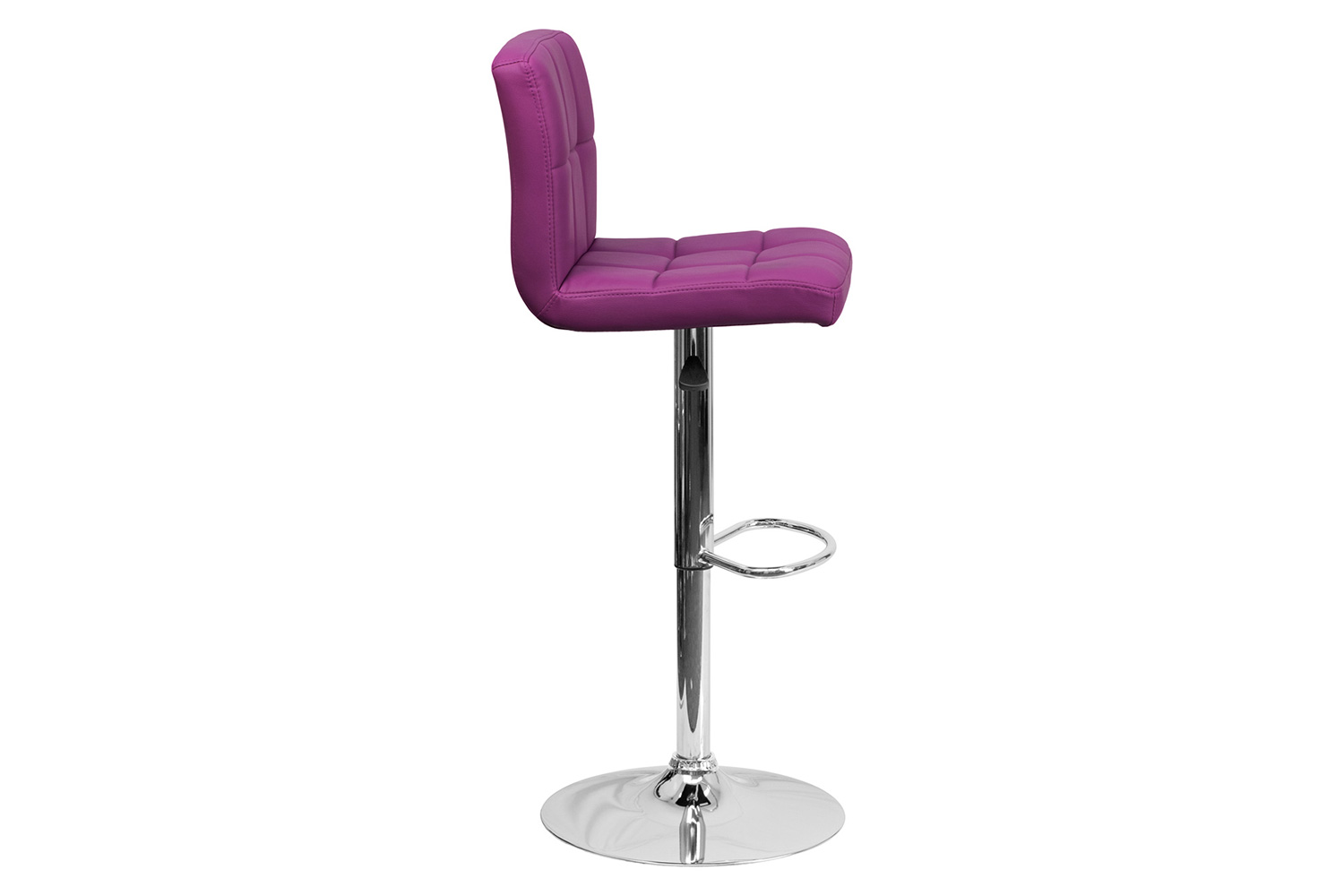 BLNK Kathleen Quilted Vinyl Adjustable Height Bar Stool with Chrome Base - Purple