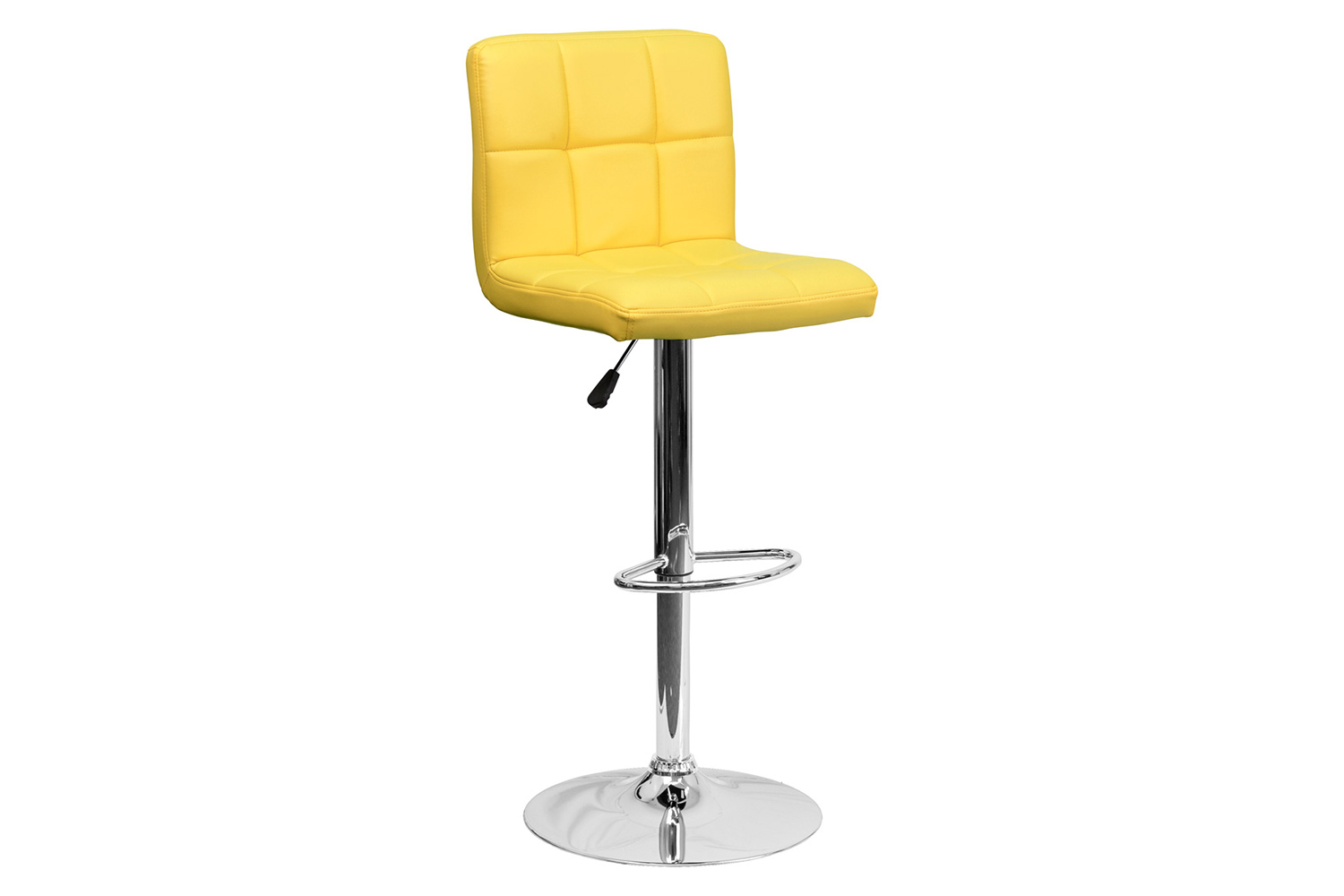 BLNK Kathleen Quilted Vinyl Adjustable Height Bar Stool with Chrome Base - Yellow