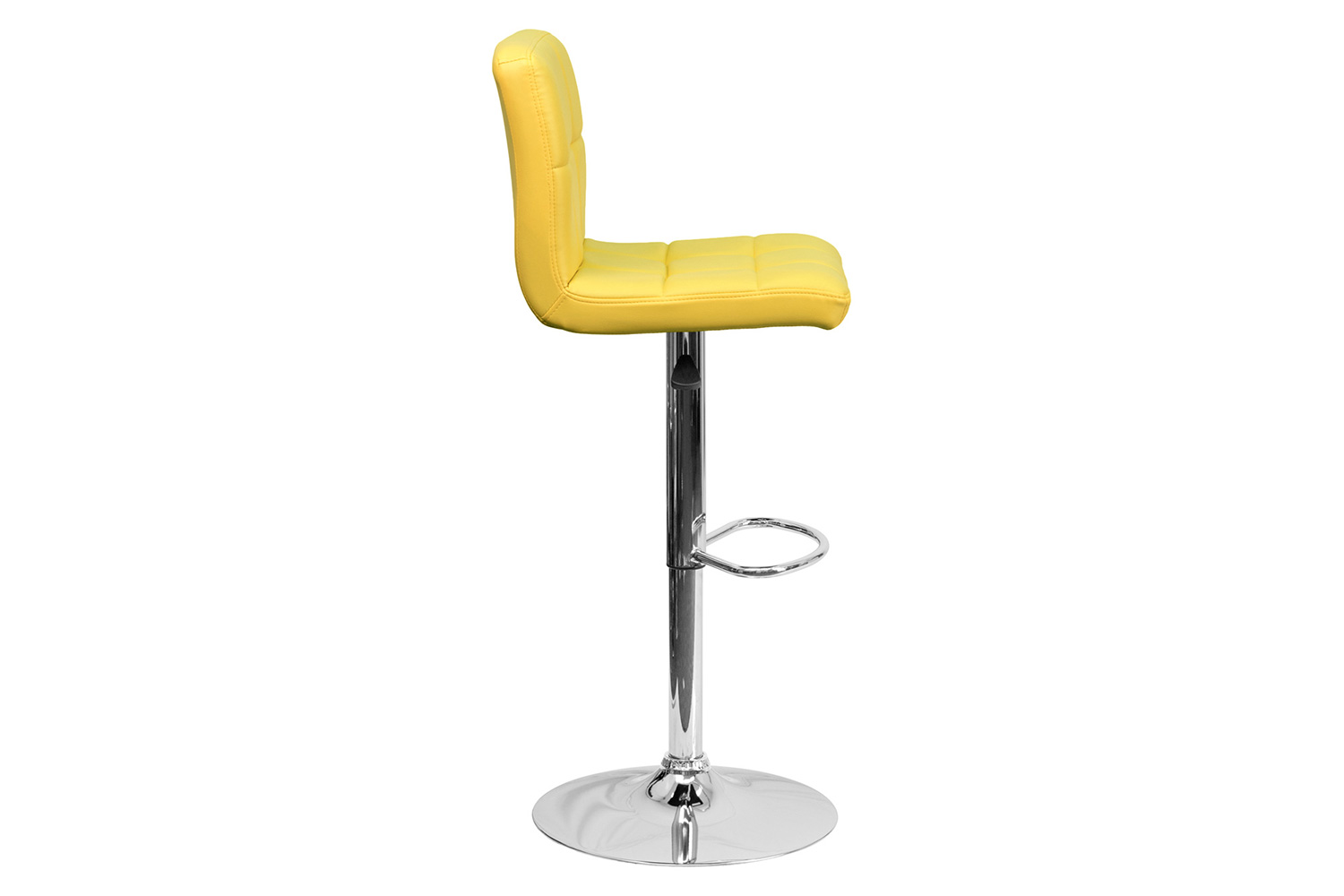 BLNK Kathleen Quilted Vinyl Adjustable Height Bar Stool with Chrome Base - Yellow