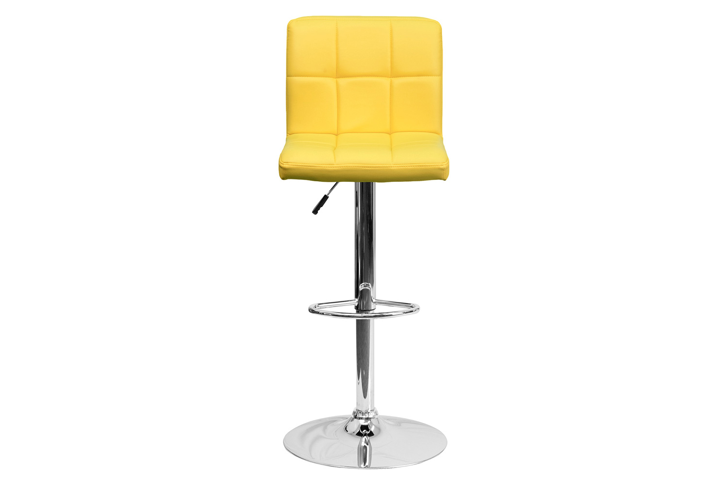 BLNK Kathleen Quilted Vinyl Adjustable Height Bar Stool with Chrome Base - Yellow