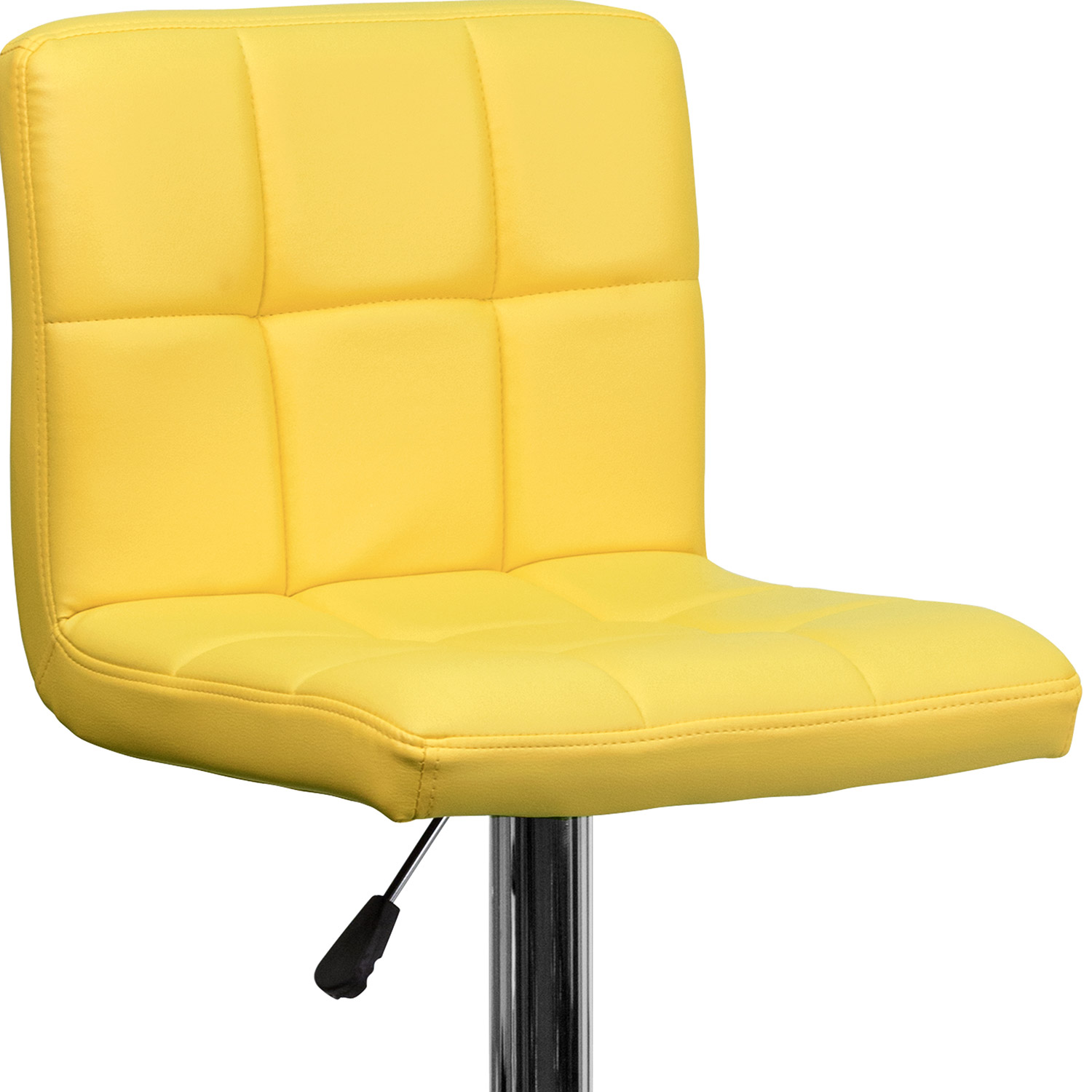 BLNK Kathleen Quilted Vinyl Adjustable Height Bar Stool with Chrome Base - Yellow