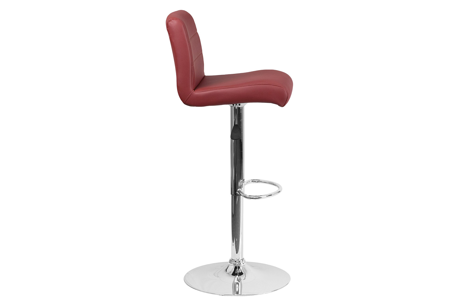 BLNK™ Scott Vinyl Adjustable Height Bar Stool with Rolled Seat and Chrome Base - Burgundy