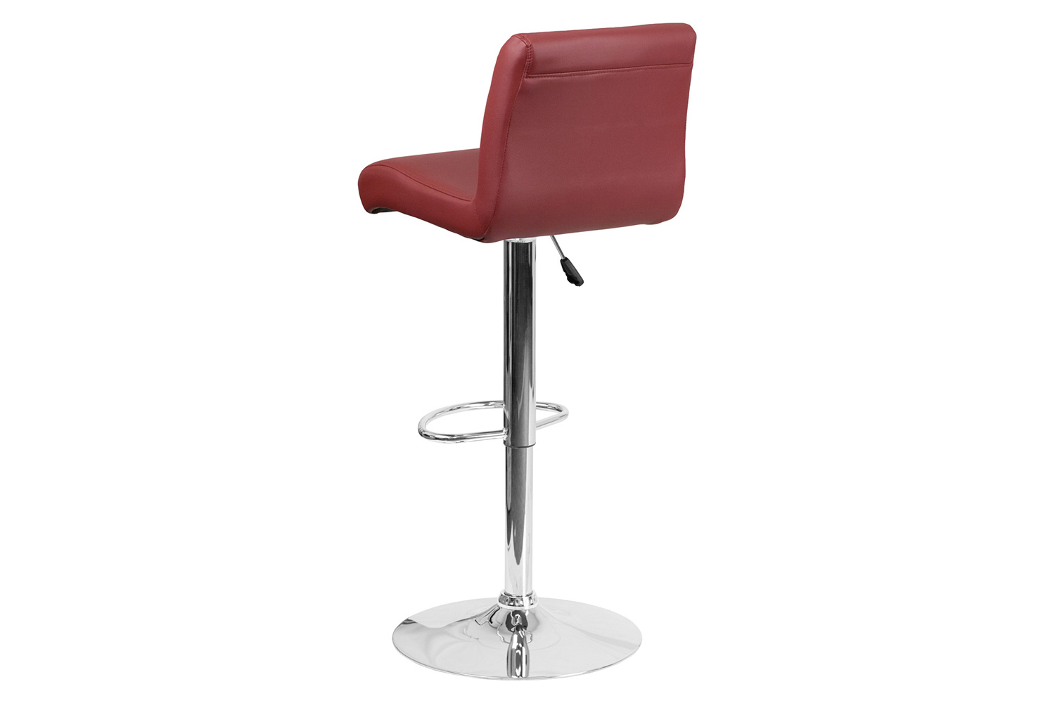 BLNK™ Scott Vinyl Adjustable Height Bar Stool with Rolled Seat and Chrome Base - Burgundy