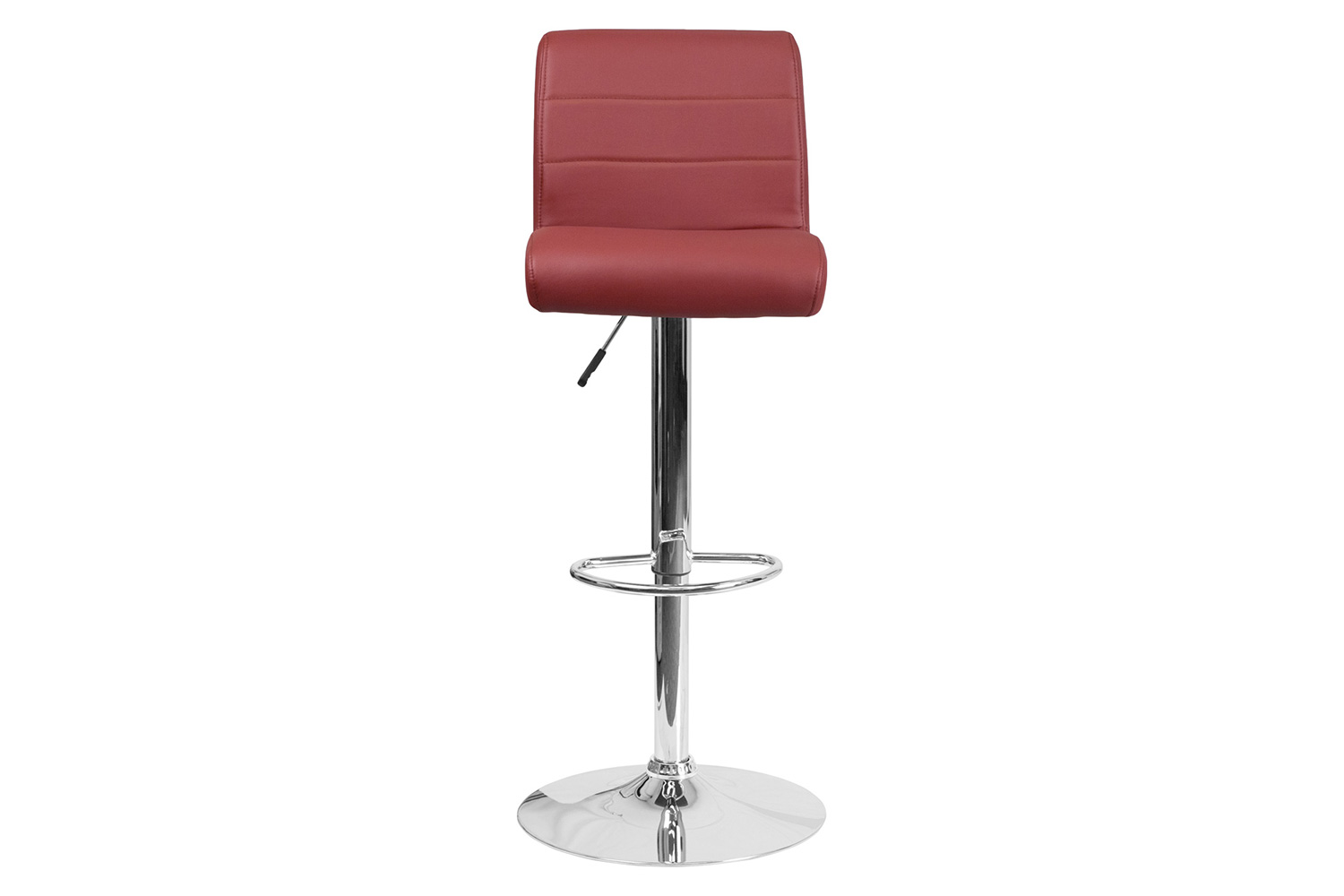 BLNK™ Scott Vinyl Adjustable Height Bar Stool with Rolled Seat and Chrome Base - Burgundy