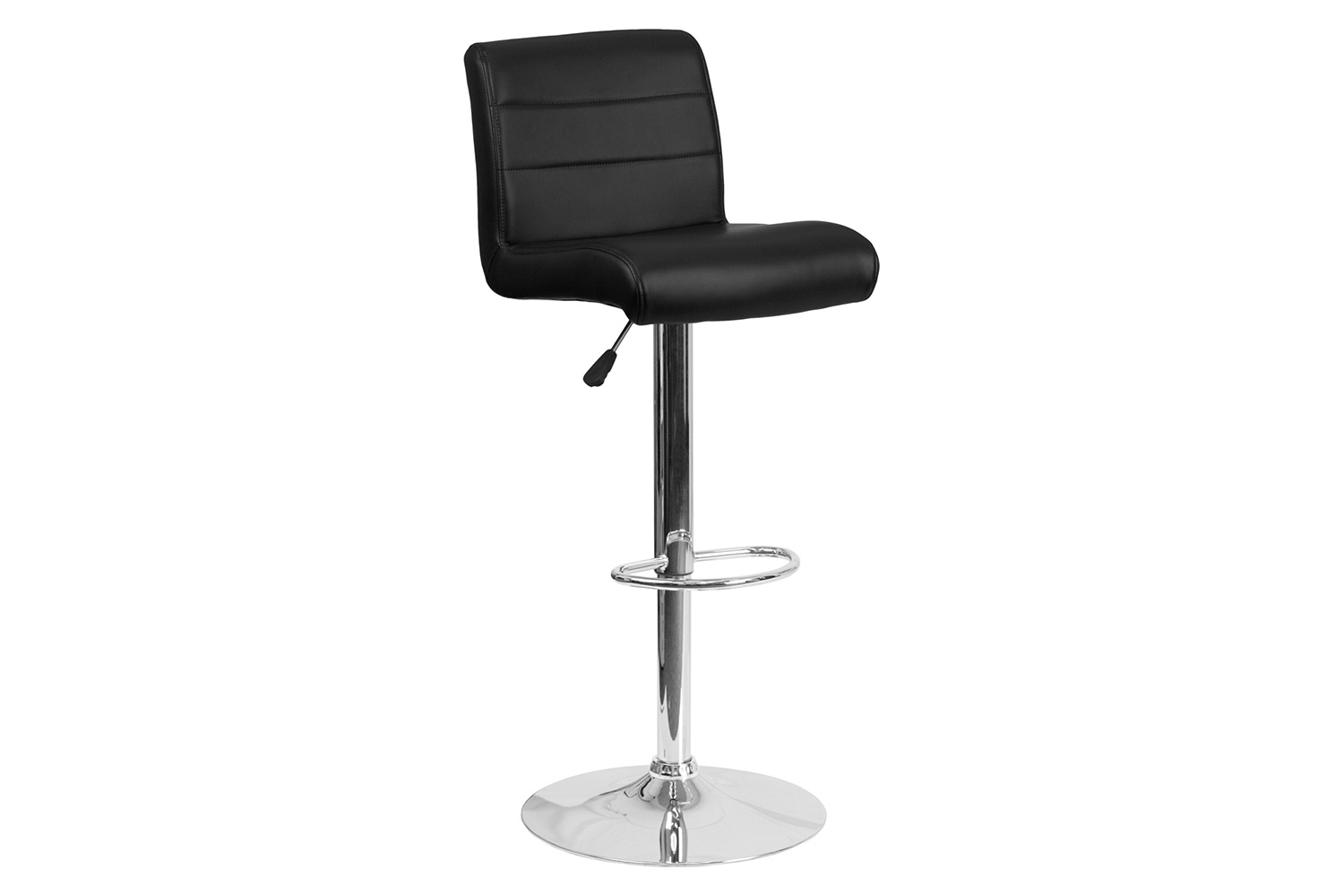 BLNK™ Scott Vinyl Adjustable Height Bar Stool with Rolled Seat and Chrome Base - Black