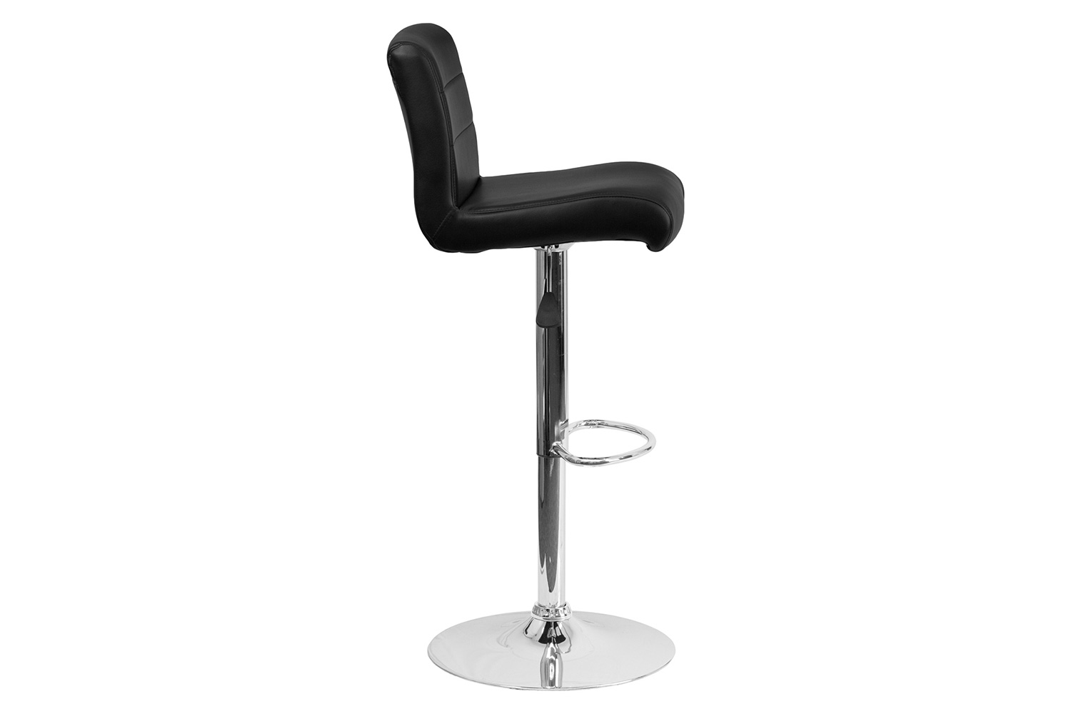 BLNK™ Scott Vinyl Adjustable Height Bar Stool with Rolled Seat and Chrome Base - Black