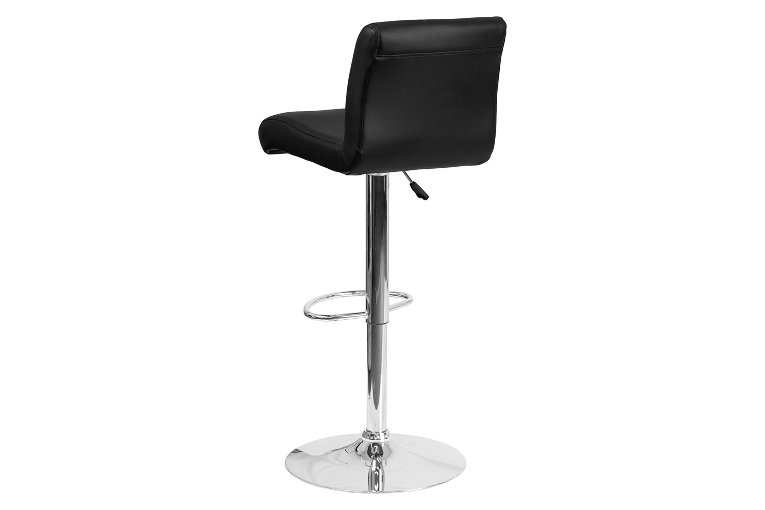 BLNK™ Scott Vinyl Adjustable Height Bar Stool with Rolled Seat and Chrome Base - Black