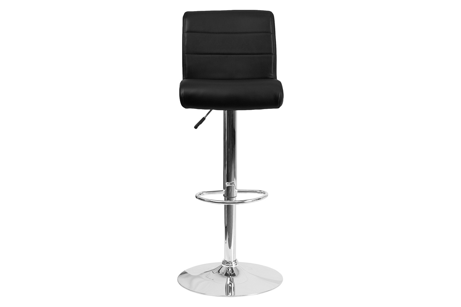 BLNK™ Scott Vinyl Adjustable Height Bar Stool with Rolled Seat and Chrome Base - Black