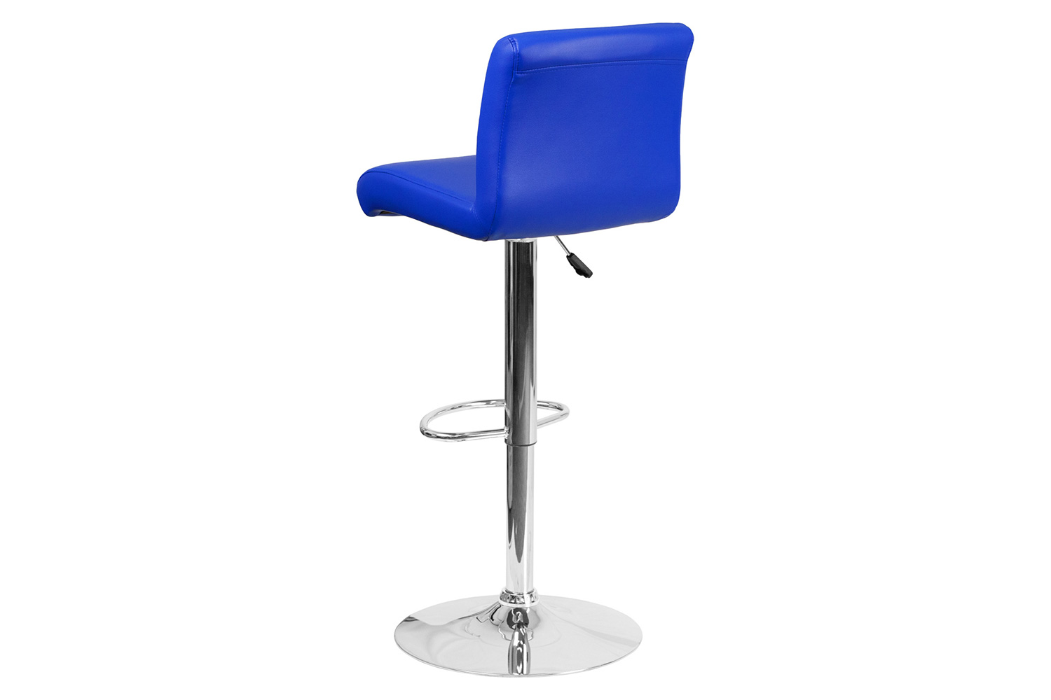 BLNK Scott Vinyl Adjustable Height Bar Stool with Rolled Seat and Chrome Base - Blue