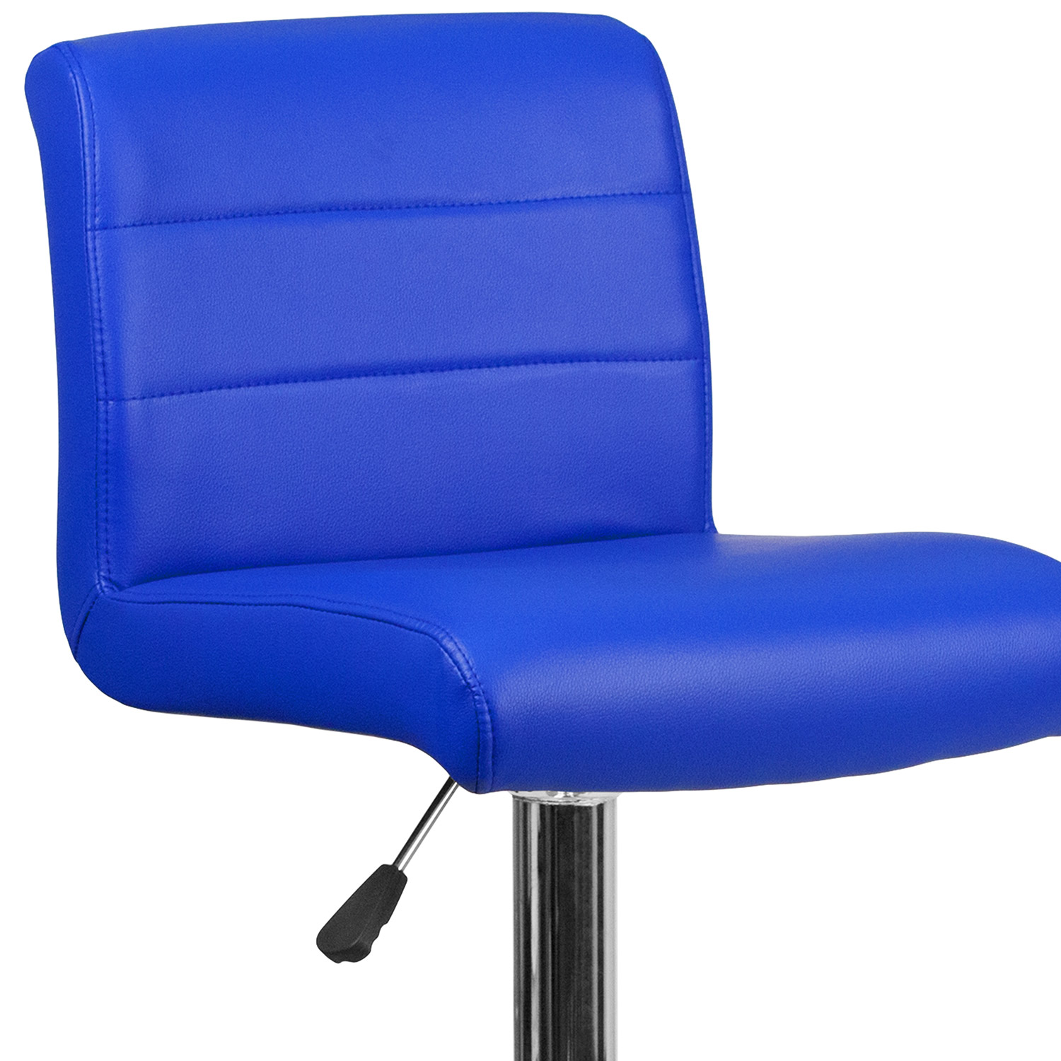 BLNK Scott Vinyl Adjustable Height Bar Stool with Rolled Seat and Chrome Base - Blue