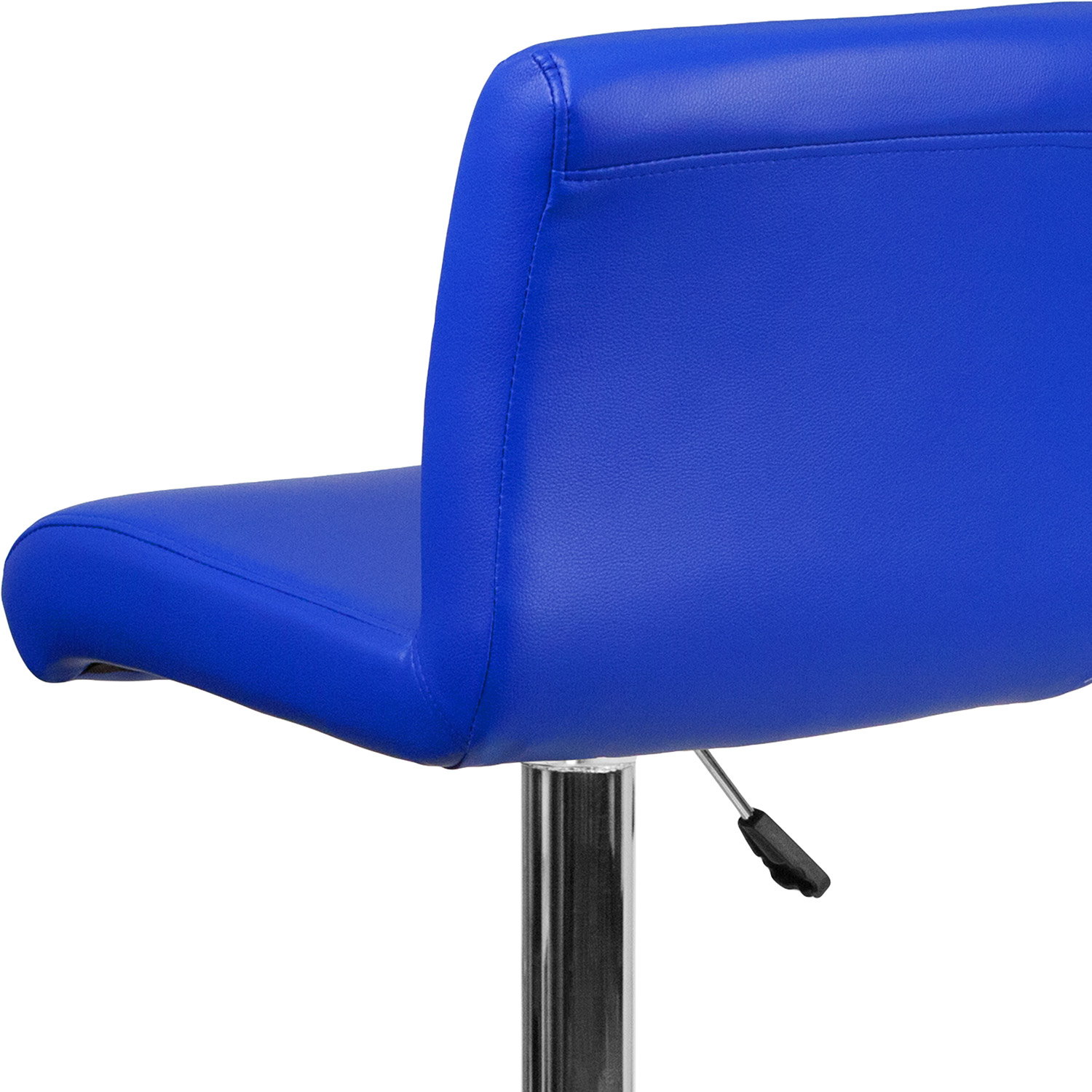 BLNK Scott Vinyl Adjustable Height Bar Stool with Rolled Seat and Chrome Base - Blue