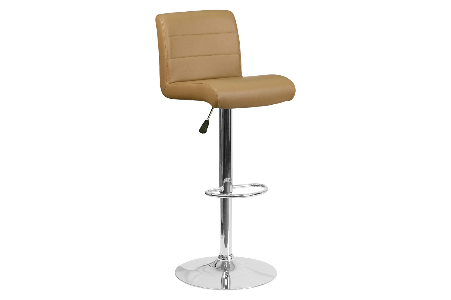 BLNK Scott Vinyl Adjustable Height Bar Stool with Rolled Seat and Chrome Base