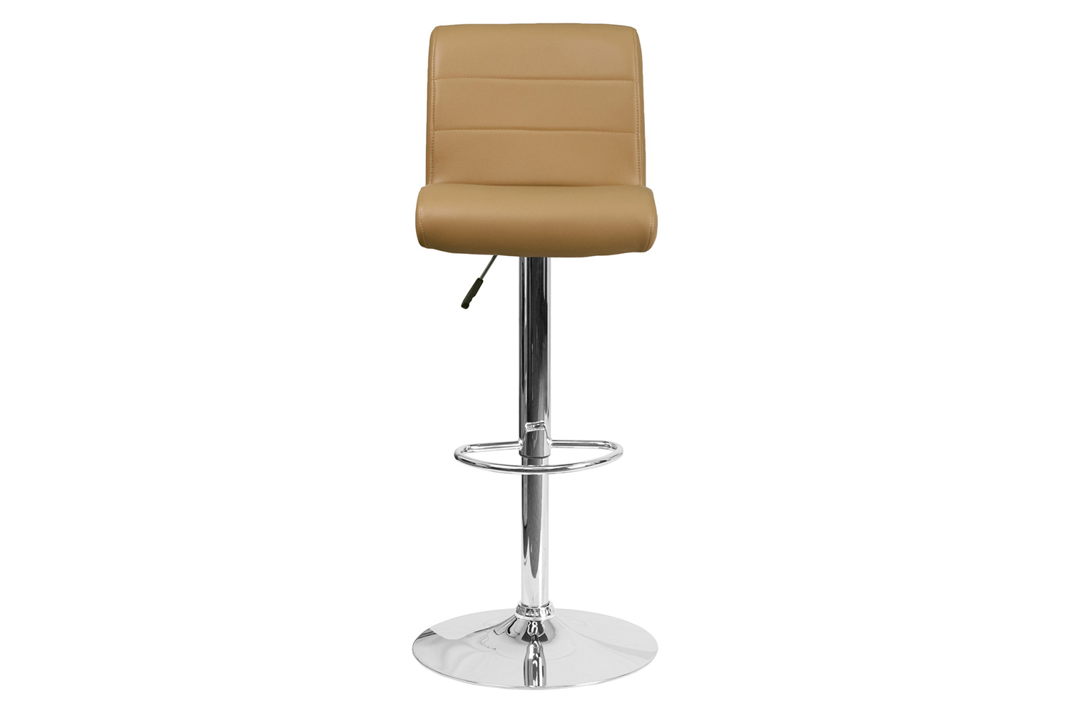 BLNK Scott Vinyl Adjustable Height Bar Stool with Rolled Seat and Chrome Base - Cappuccino