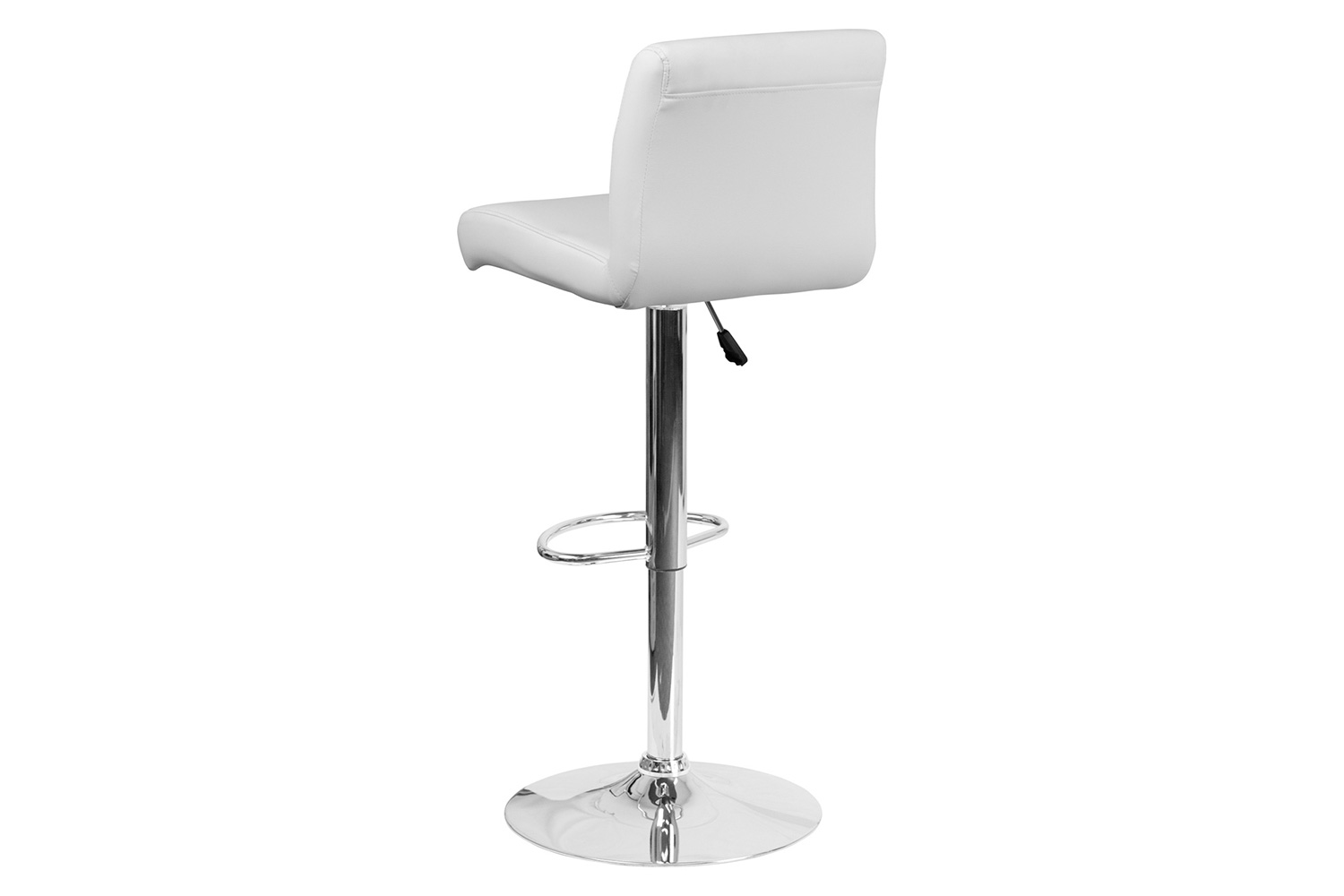 BLNK™ Scott Vinyl Adjustable Height Bar Stool with Rolled Seat and Chrome Base - White