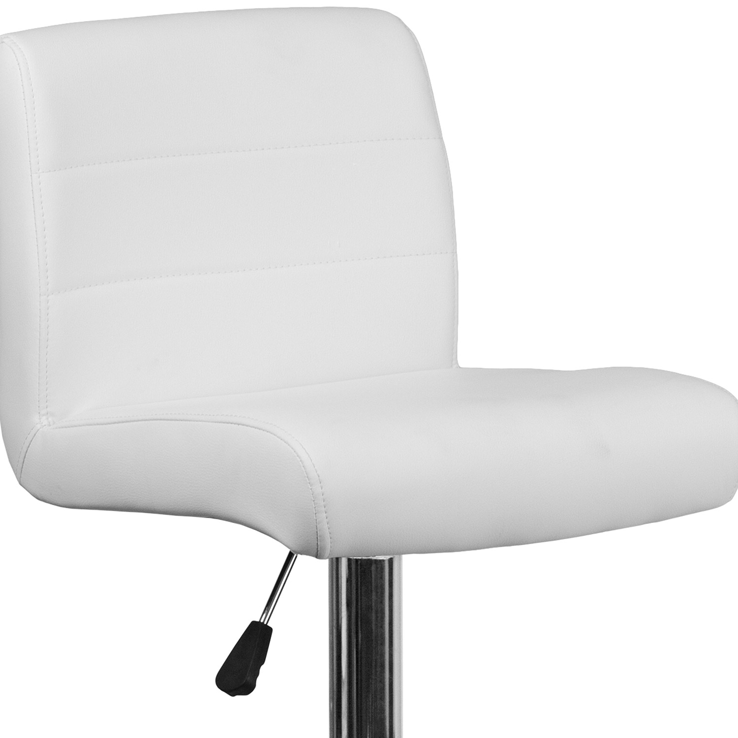 BLNK™ Scott Vinyl Adjustable Height Bar Stool with Rolled Seat and Chrome Base - White