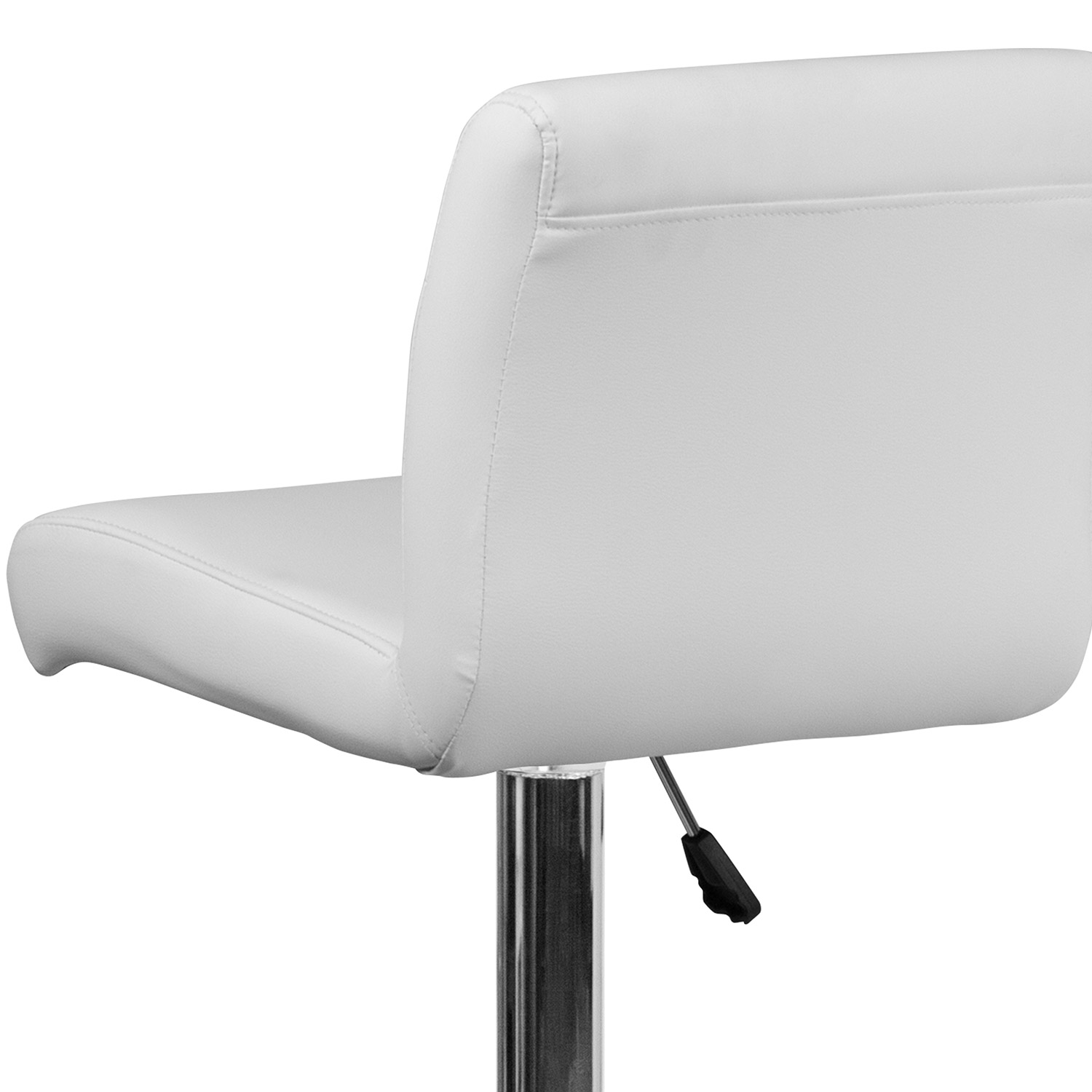 BLNK™ Scott Vinyl Adjustable Height Bar Stool with Rolled Seat and Chrome Base - White