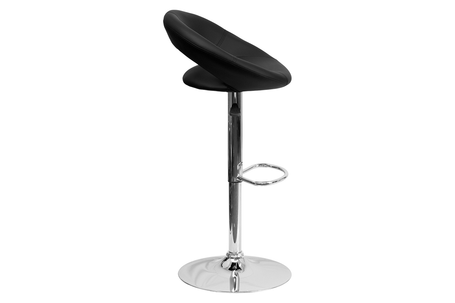 BLNK™ Brook Vinyl Rounded Orbit-Style Back Adjustable Height Bar Stool with Chrome Base - Black