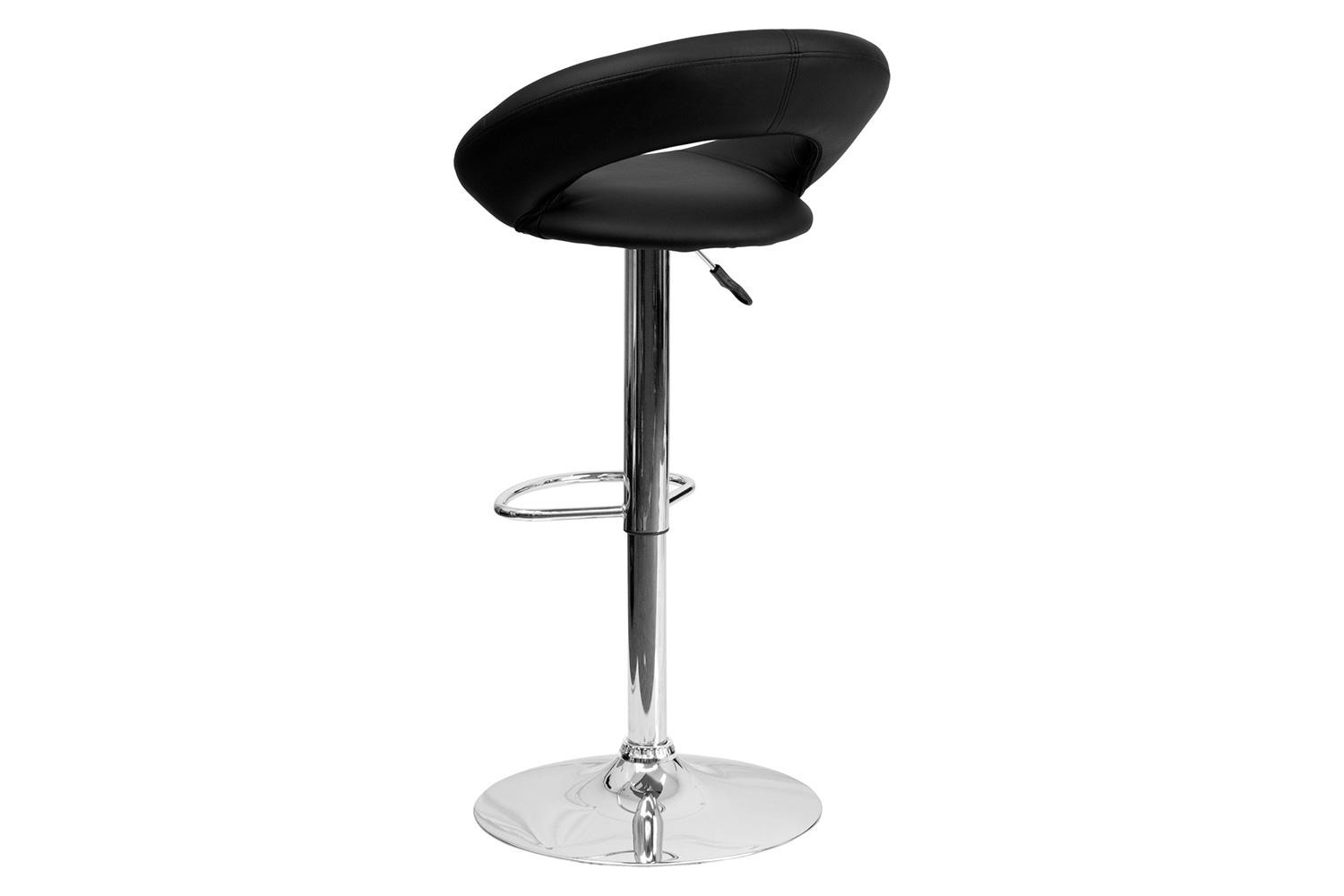 BLNK™ Brook Vinyl Rounded Orbit-Style Back Adjustable Height Bar Stool with Chrome Base - Black