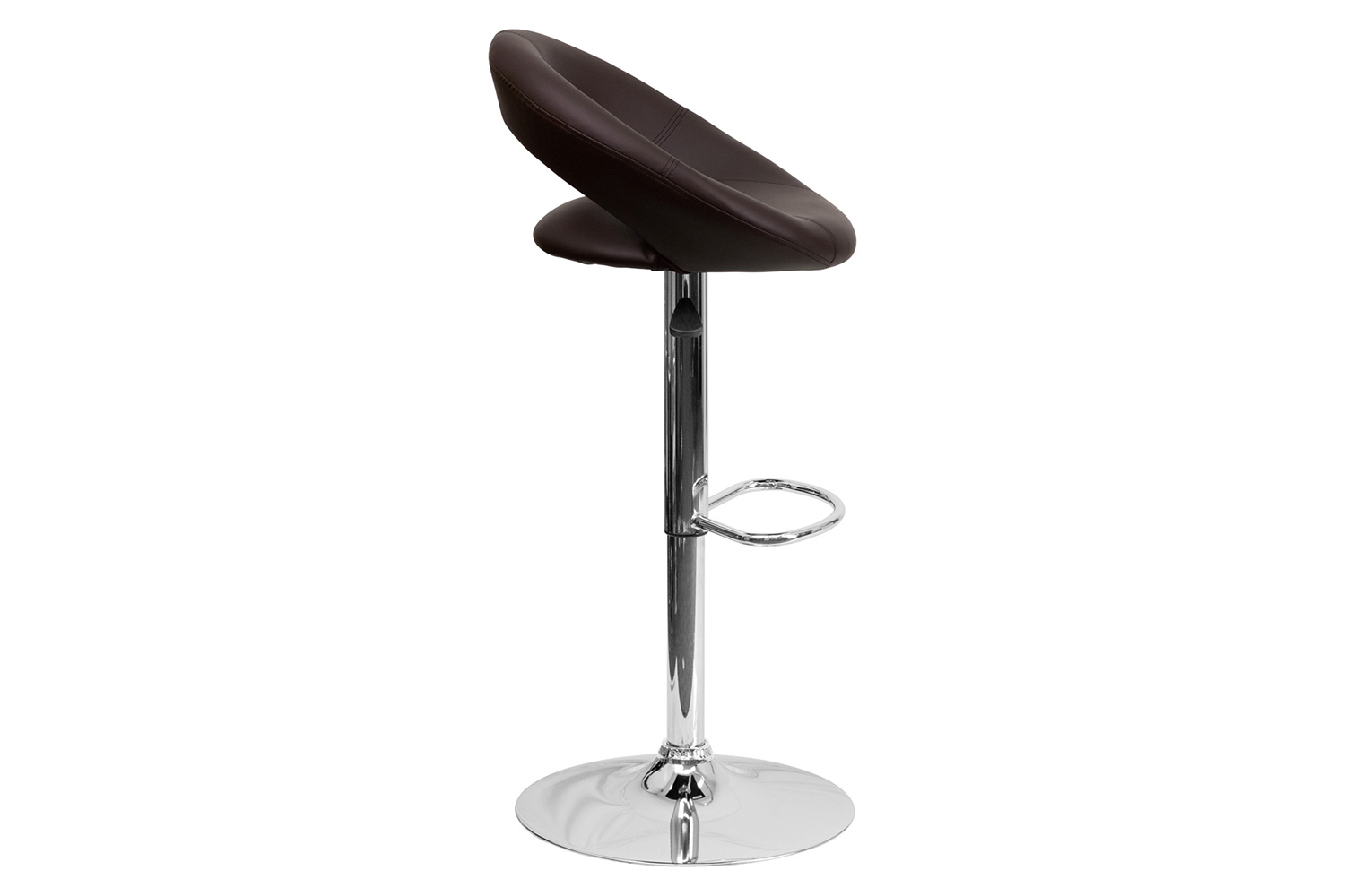 BLNK Brook Vinyl Rounded Orbit-Style Back Adjustable Height Bar Stool with Chrome Base - Brown