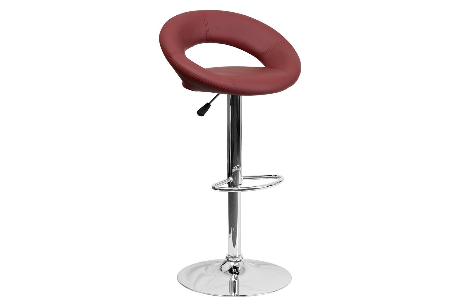 BLNK Brook Vinyl Rounded Orbit-Style Back Adjustable Height Bar Stool with Chrome Base - Burgundy